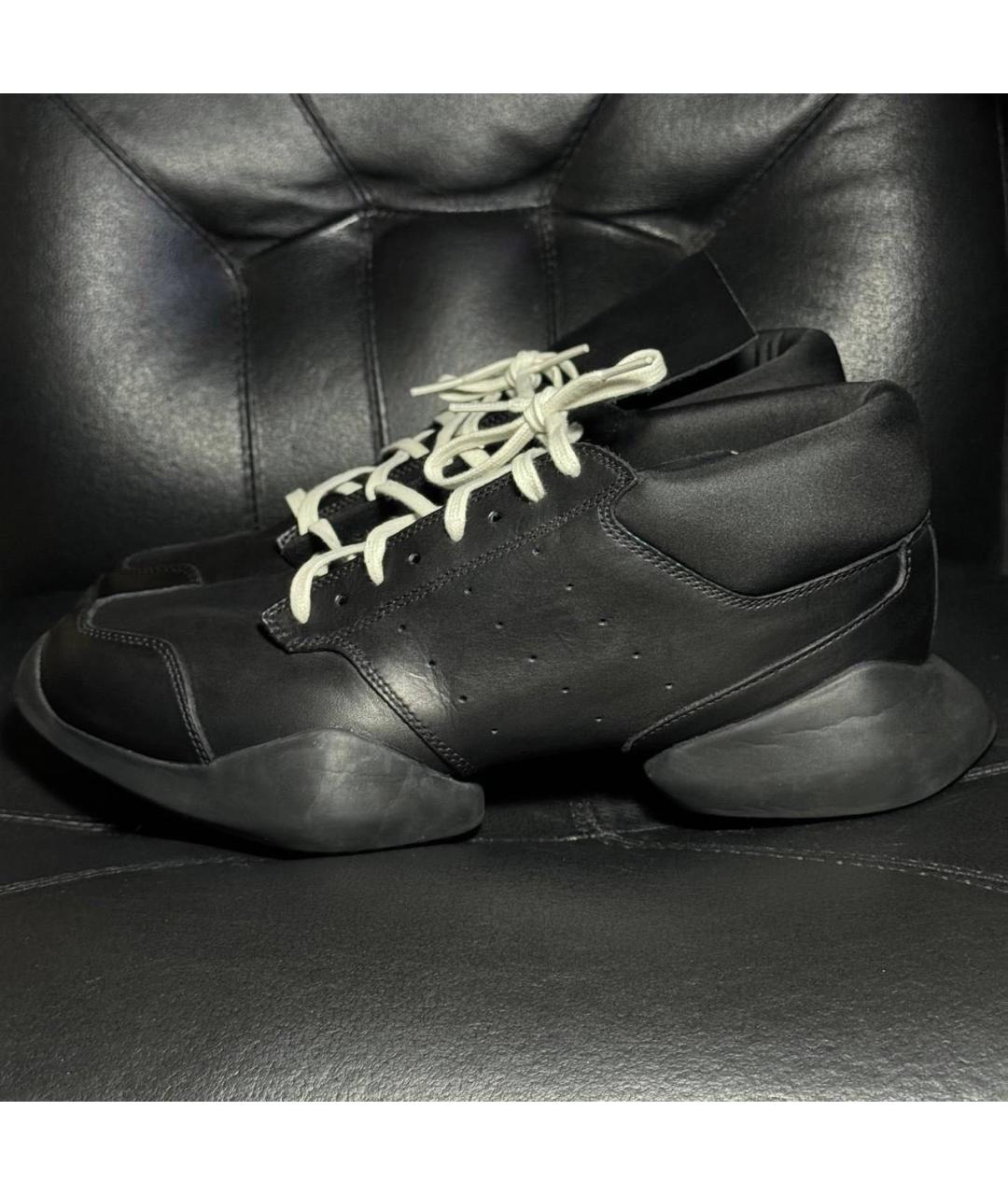 RICK OWENS Черные кожаные низкие кроссовки / кеды, фото 3