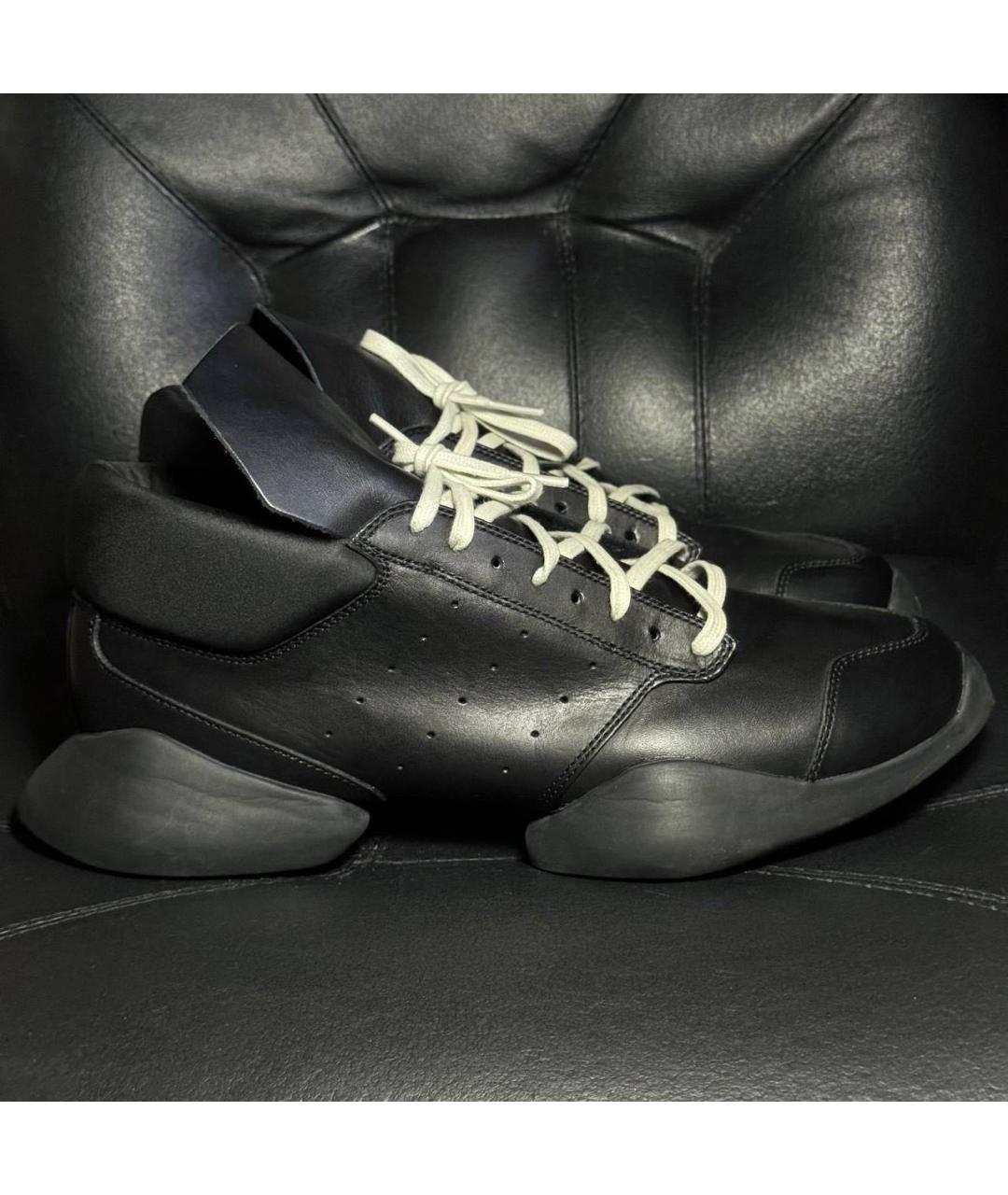 RICK OWENS Черные кожаные низкие кроссовки / кеды, фото 9