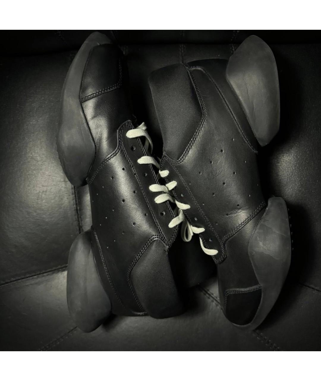 RICK OWENS Черные кожаные низкие кроссовки / кеды, фото 5