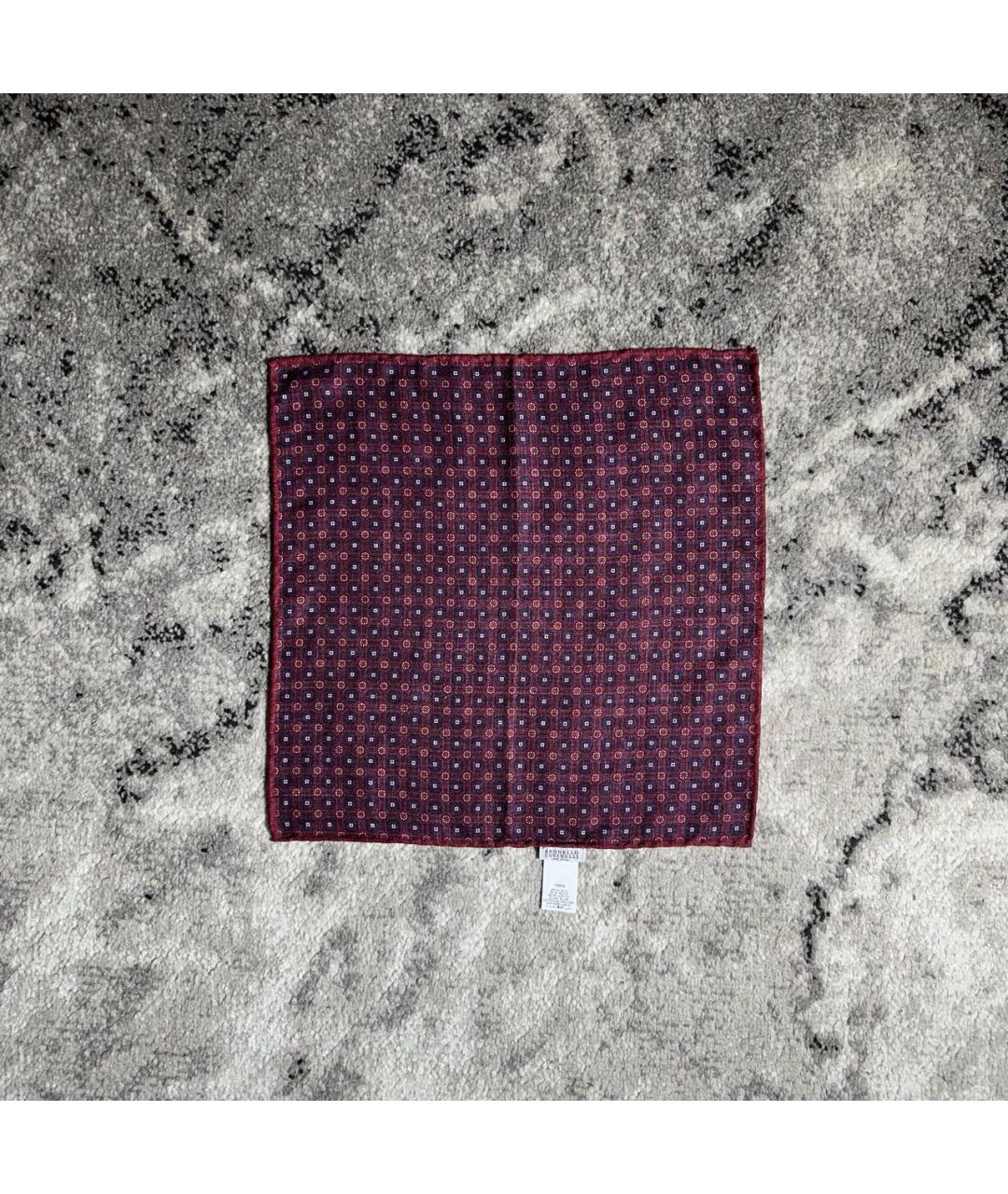 BRUNELLO CUCINELLI Бордовый шелковый платок, фото 2