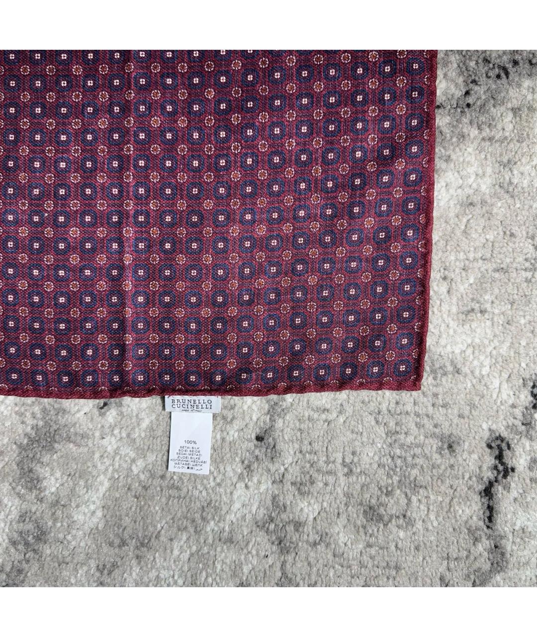 BRUNELLO CUCINELLI Бордовый шелковый платок, фото 3