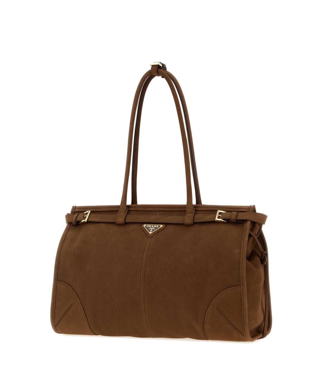 PRADA Коричневая кожаная сумка с короткими ручками, фото 2