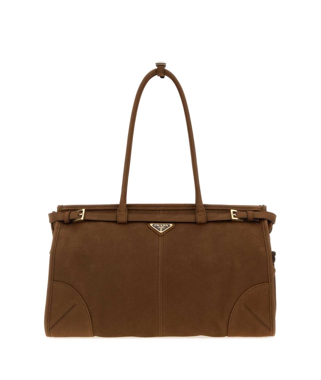 PRADA Коричневая кожаная сумка с короткими ручками, фото 1