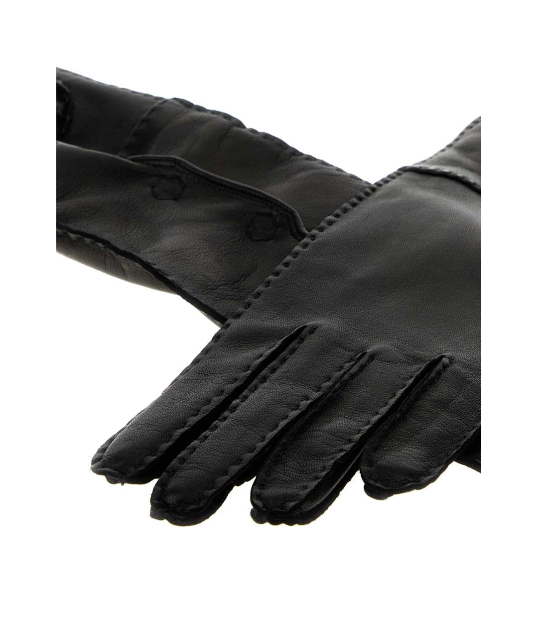 PRADA Черные кожаные перчатки, фото 1