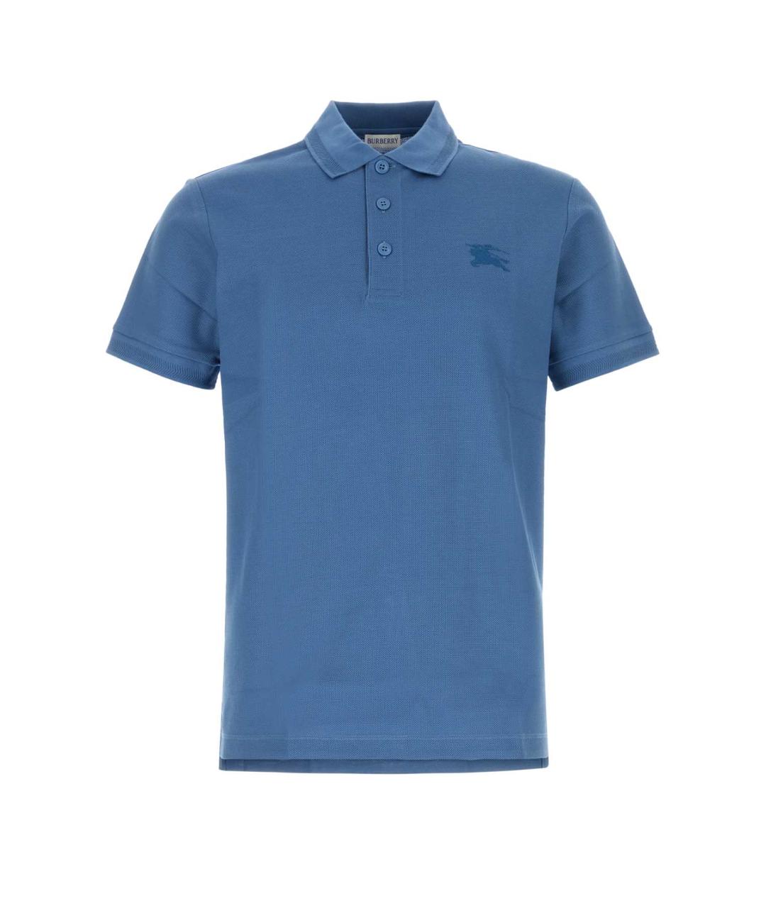 BURBERRY Синее хлопковое поло с коротким рукавом, фото 1