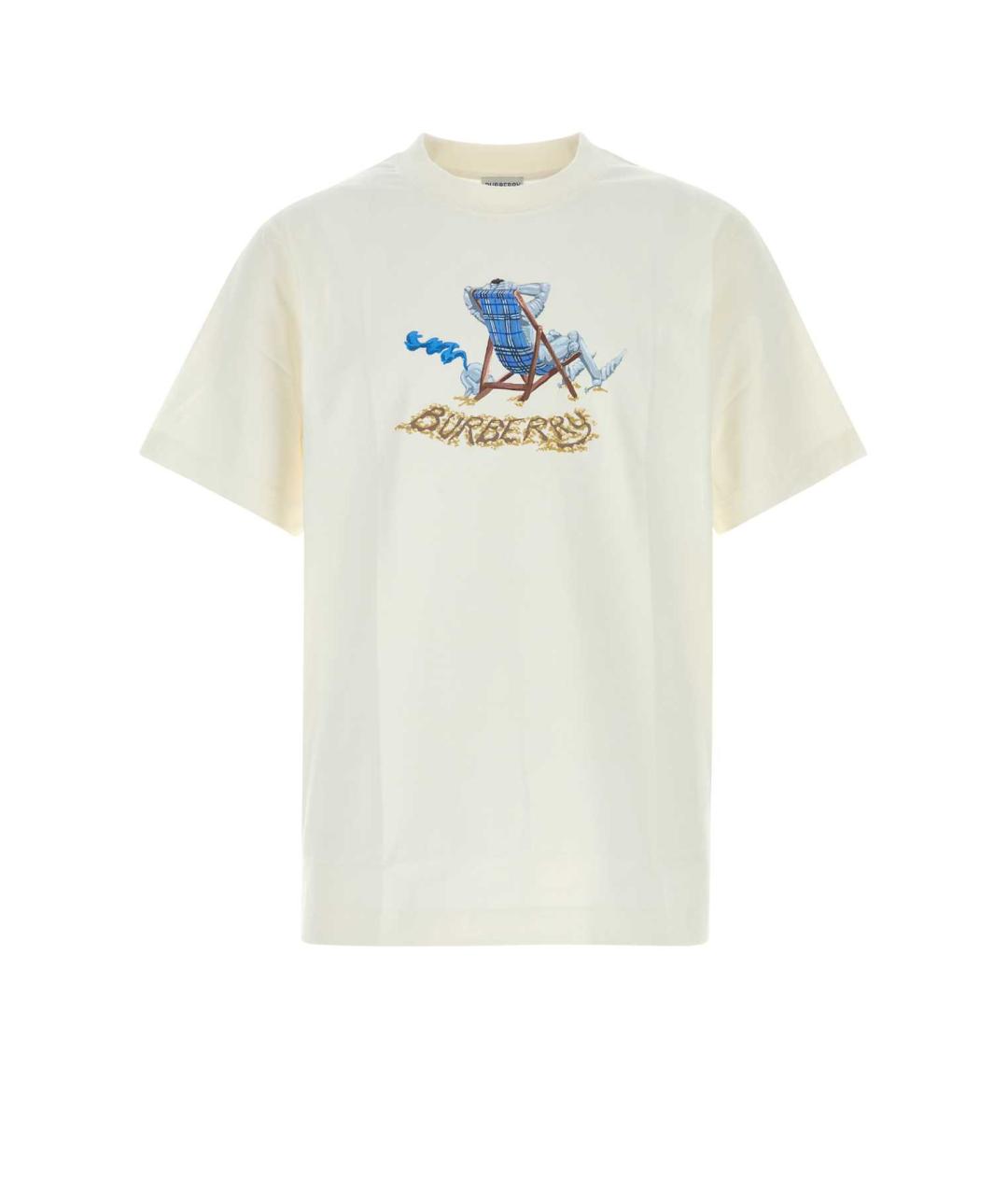 BURBERRY Белая хлопковая футболка, фото 1