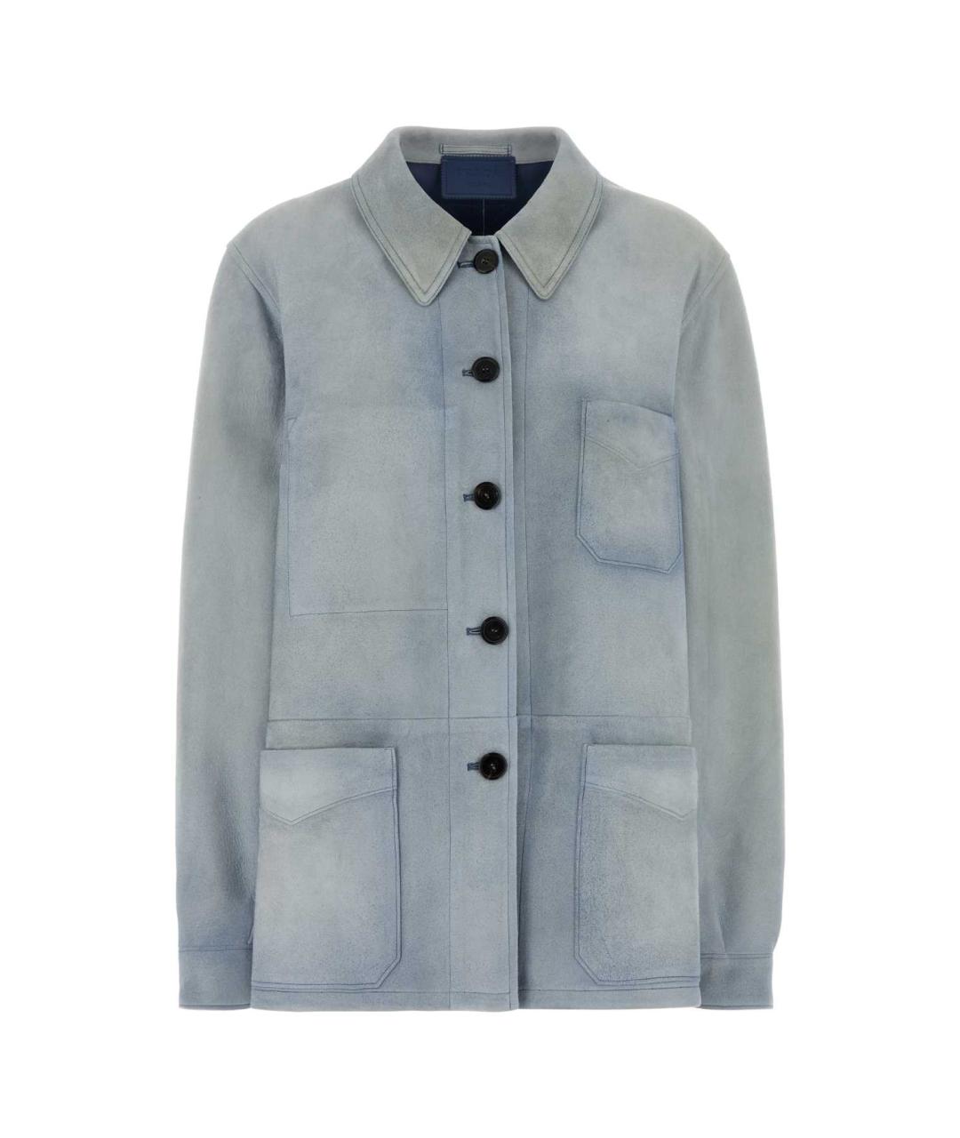 PRADA Голубая замшевая куртка, фото 1