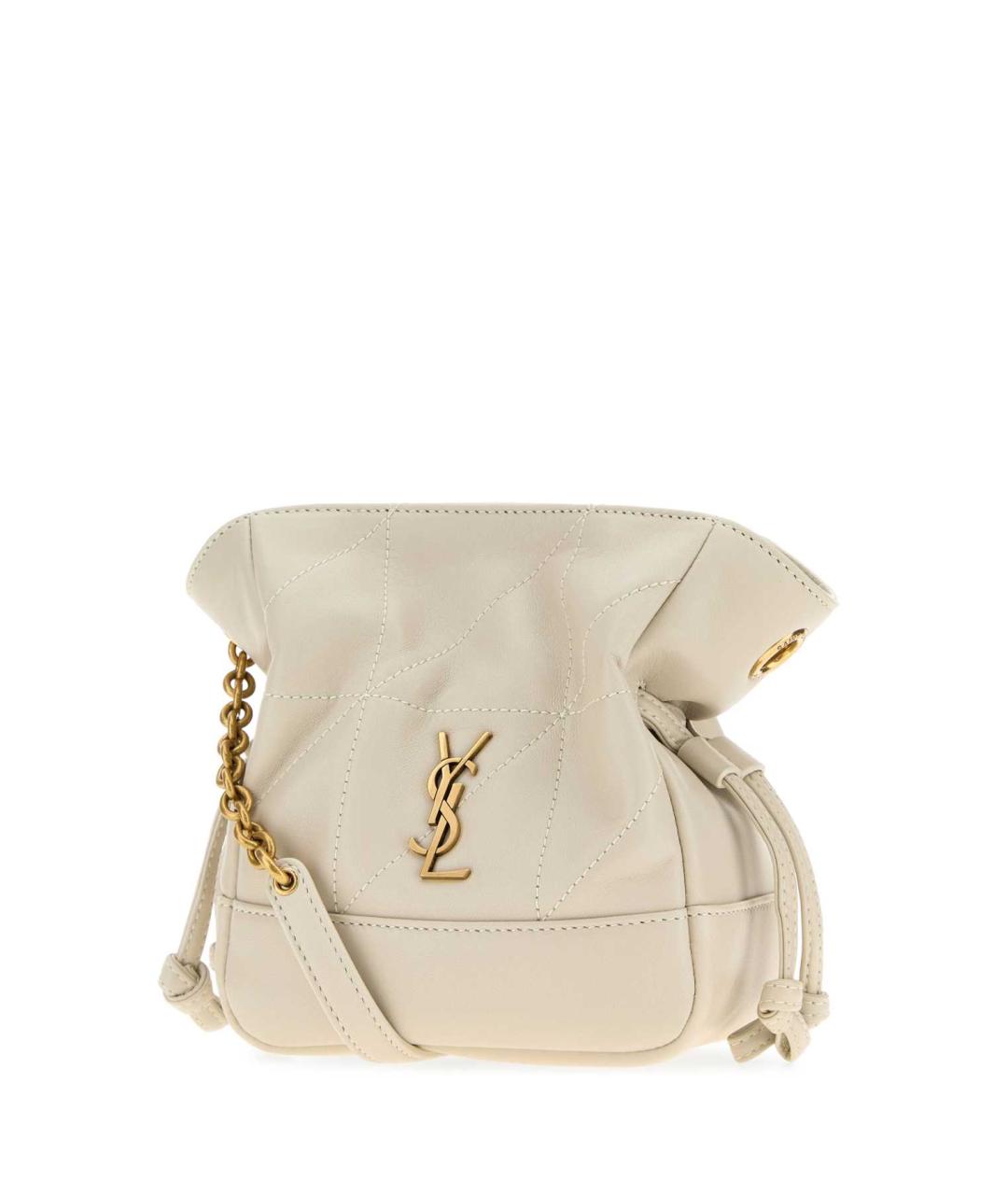 SAINT LAURENT Белая кожаная сумка с короткими ручками, фото 2