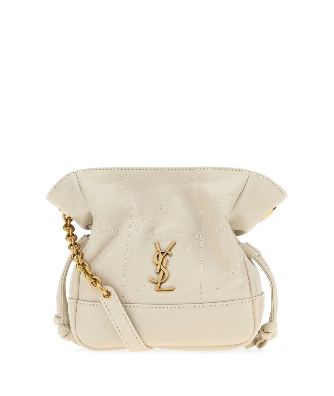 SAINT LAURENT Белая кожаная сумка с короткими ручками, фото 1