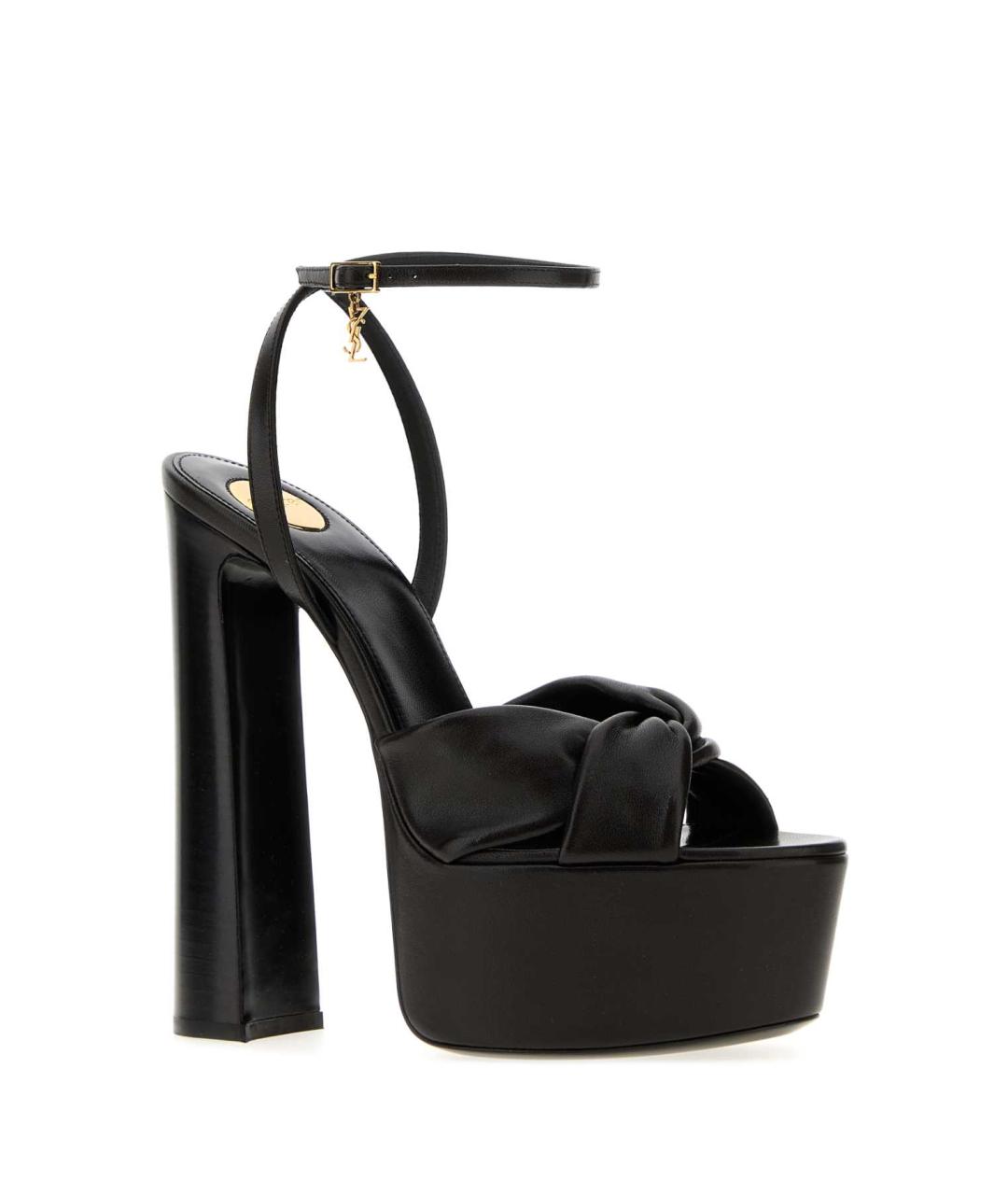 SAINT LAURENT Черные кожаные босоножки, фото 2