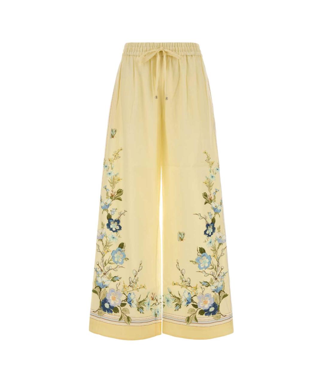 SELF-PORTRAIT Желтые хлопковые прямые брюки, фото 1