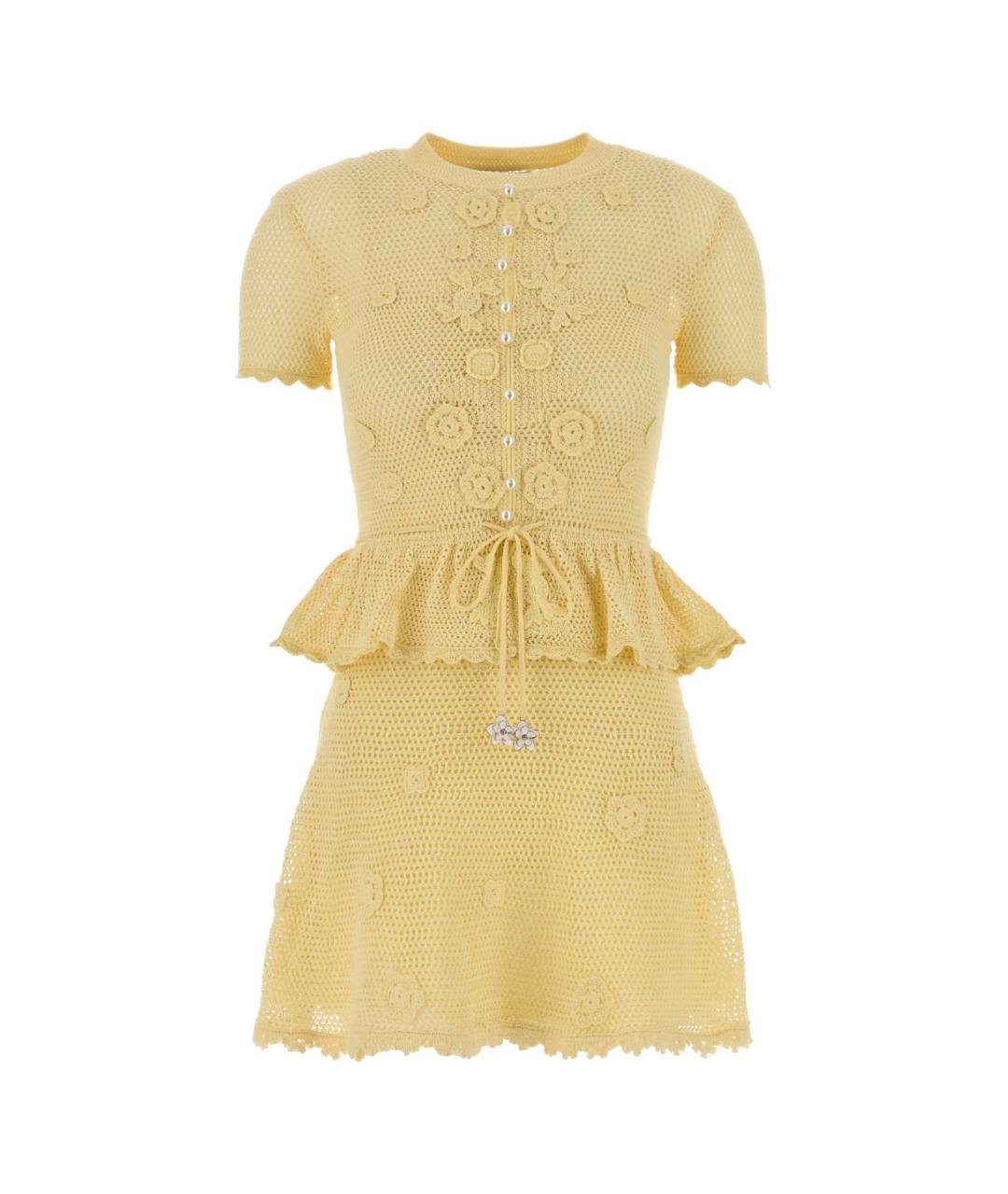 SELF-PORTRAIT Желтое хлопковое платье, фото 1