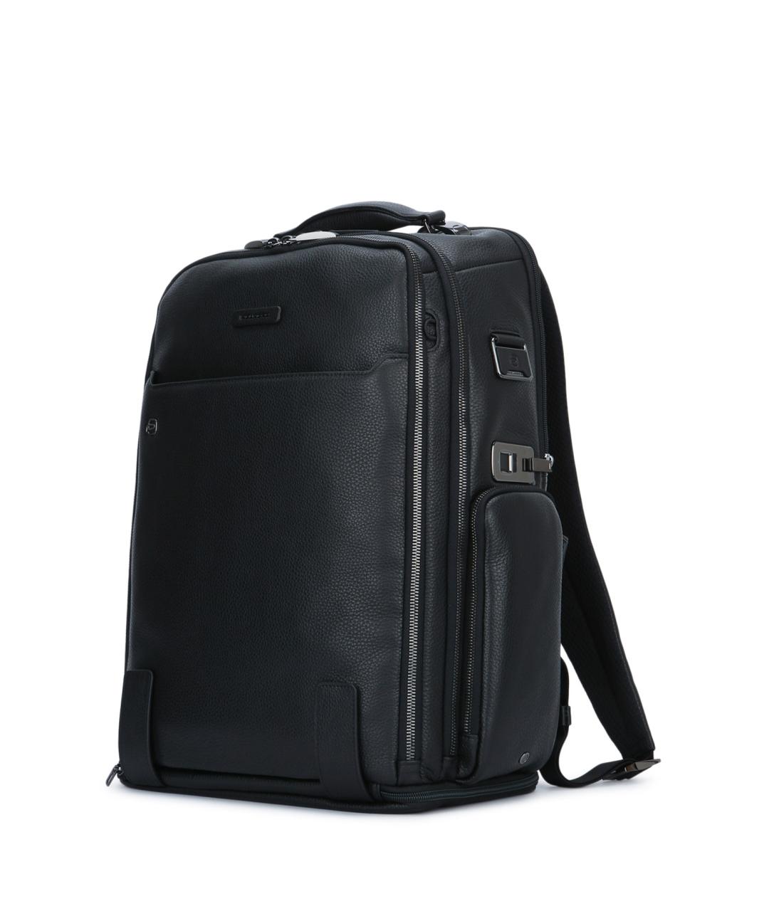 PIQUADRO Черный кожаный рюкзак, фото 1