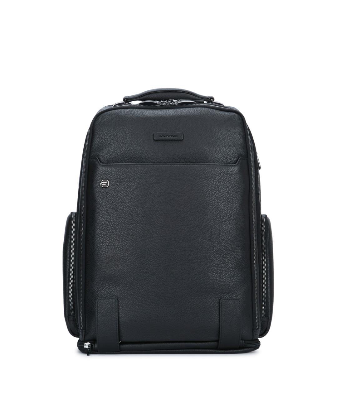 PIQUADRO Черный кожаный рюкзак, фото 2