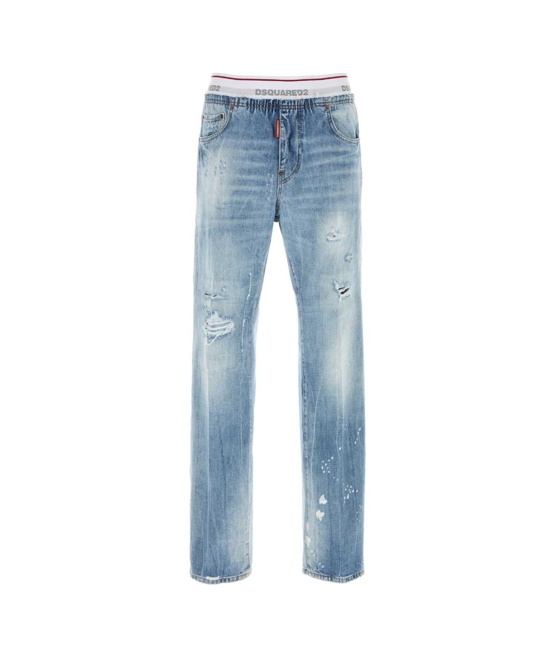 DSQUARED2 Голубые хлопковые прямые джинсы, фото 1