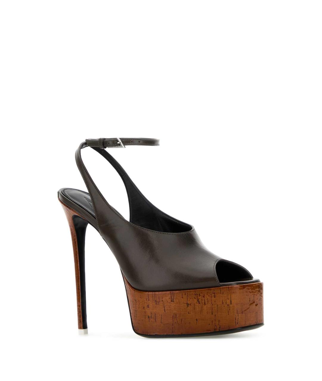 THE ATTICO Серые кожаные босоножки, фото 2