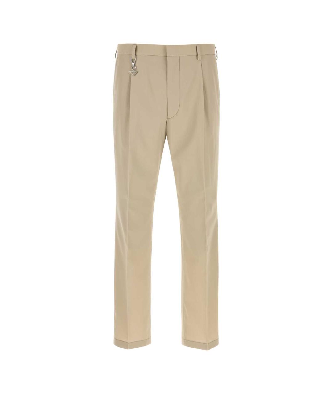 PRADA Бежевые хлопковые повседневные брюки, фото 1