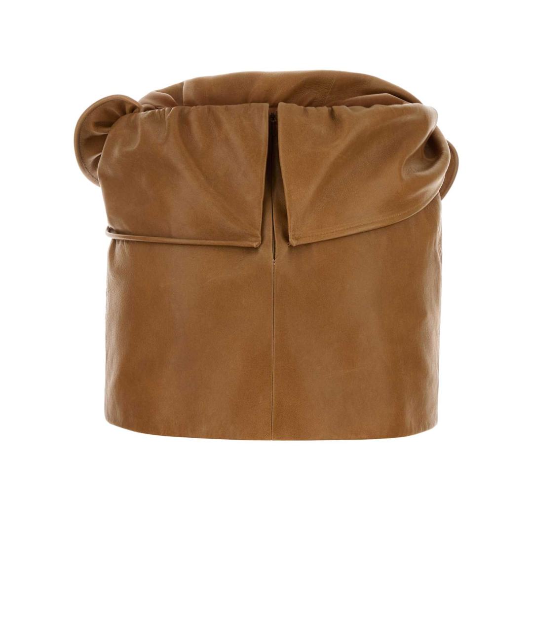 MAGDA BUTRYM Коричневая кожаная юбка миди, фото 2