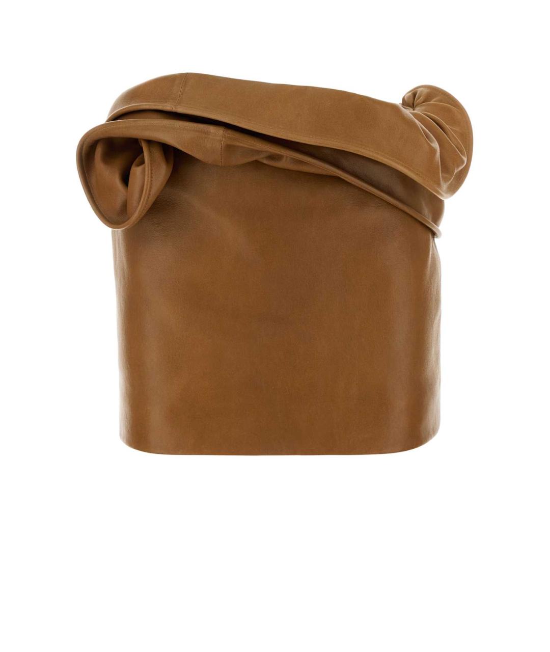 MAGDA BUTRYM Коричневая кожаная юбка миди, фото 1