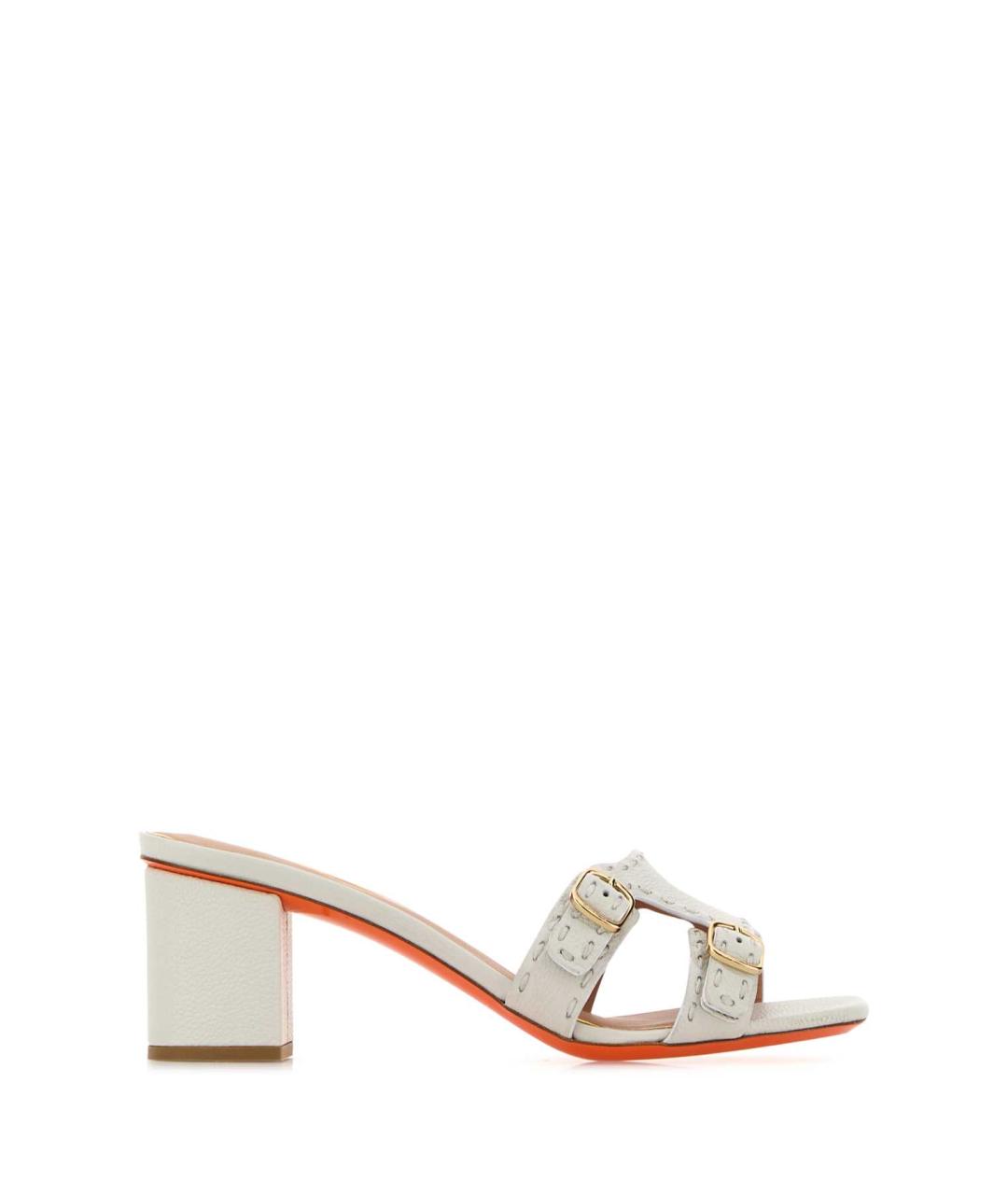 SANTONI Белые кожаные мюли, фото 1