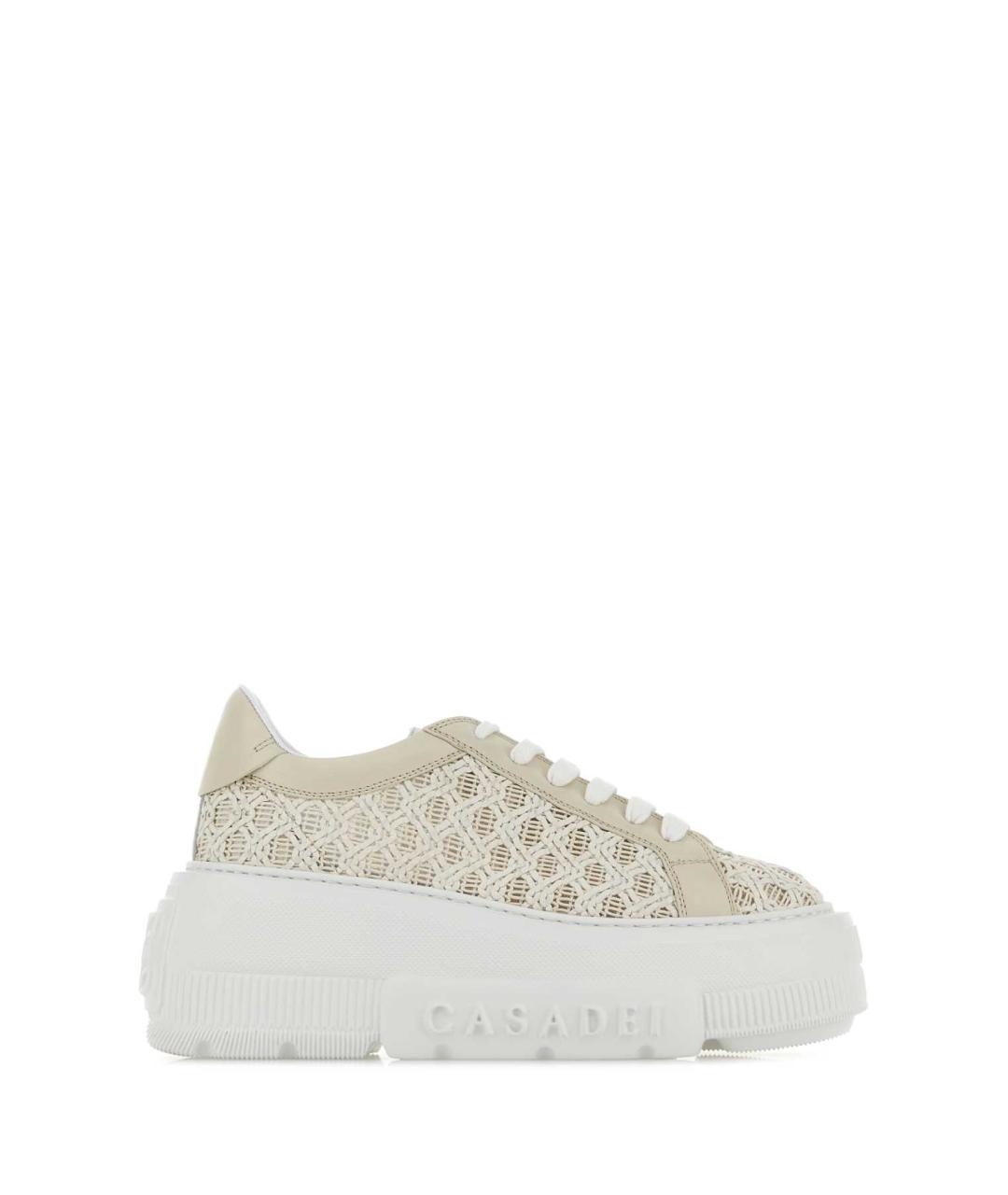 CASADEI Бежевые кожаные кроссовки, фото 1
