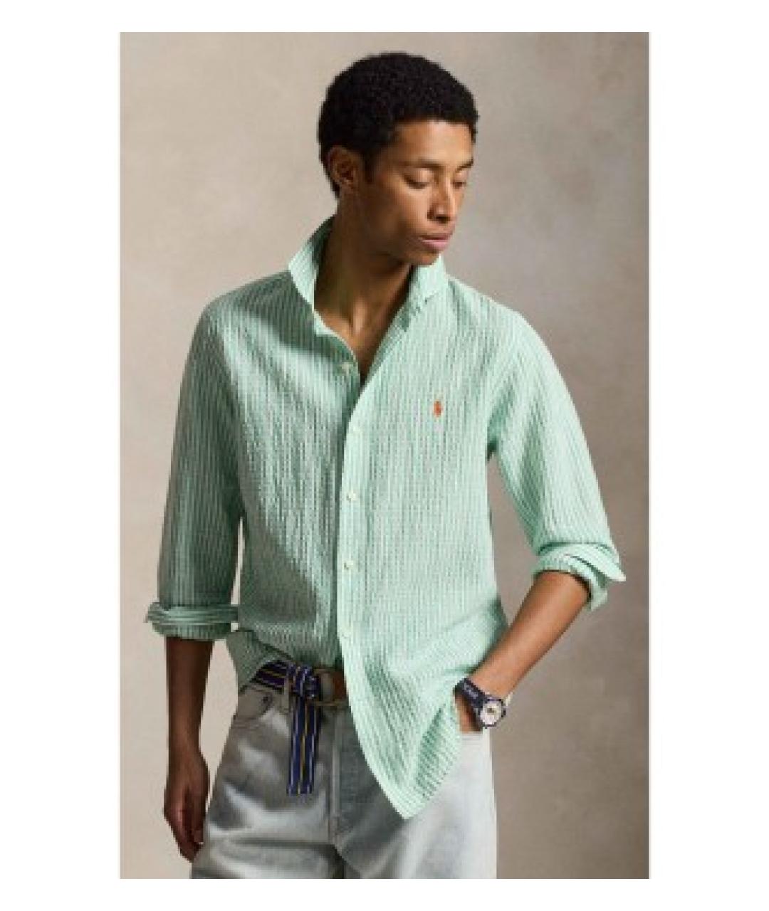 POLO RALPH LAUREN Зеленая льняная кэжуал рубашка, фото 3