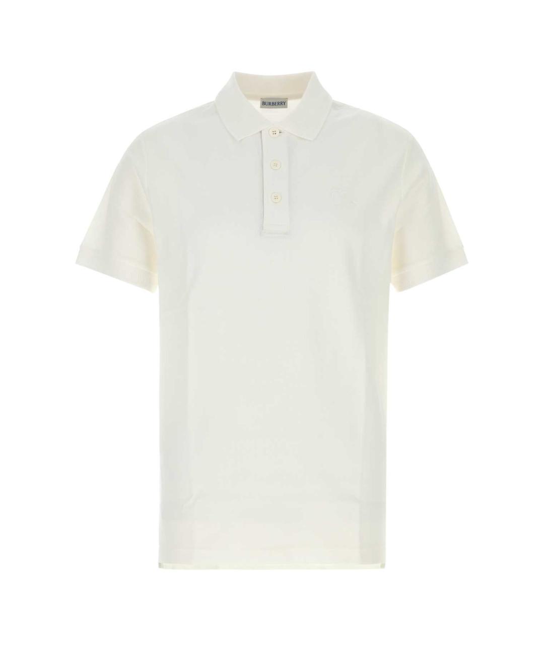 BURBERRY Белое хлопковое поло с коротким рукавом, фото 1
