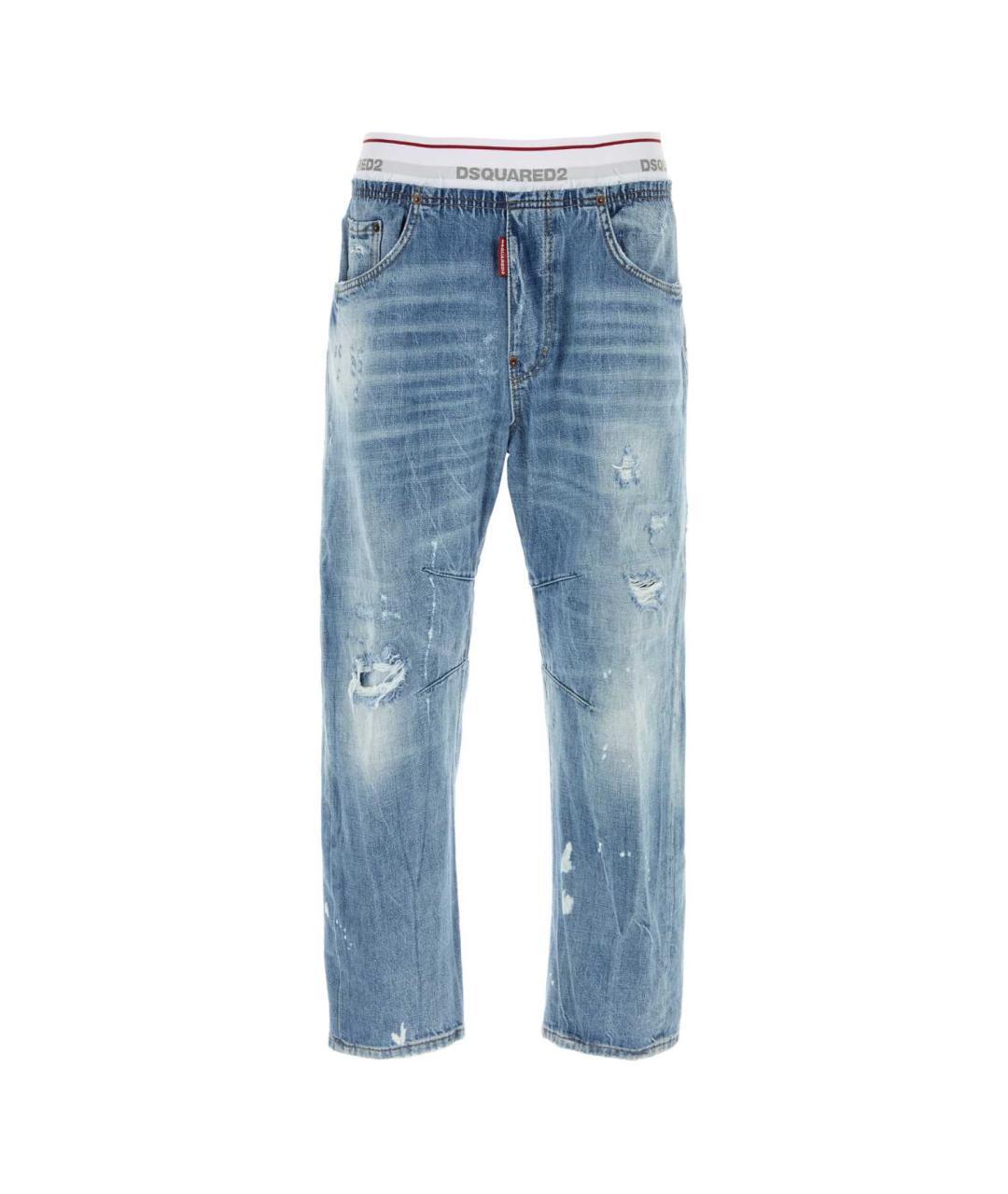 DSQUARED2 Голубые хлопковые прямые джинсы, фото 1