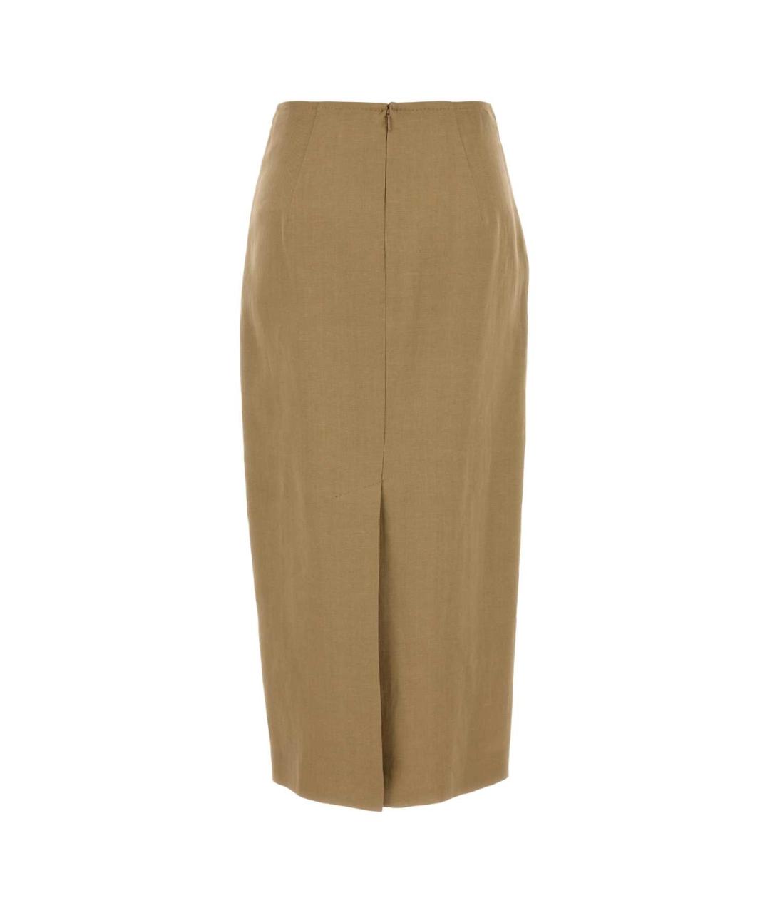 MAX MARA Бежевая льняная юбка миди, фото 2