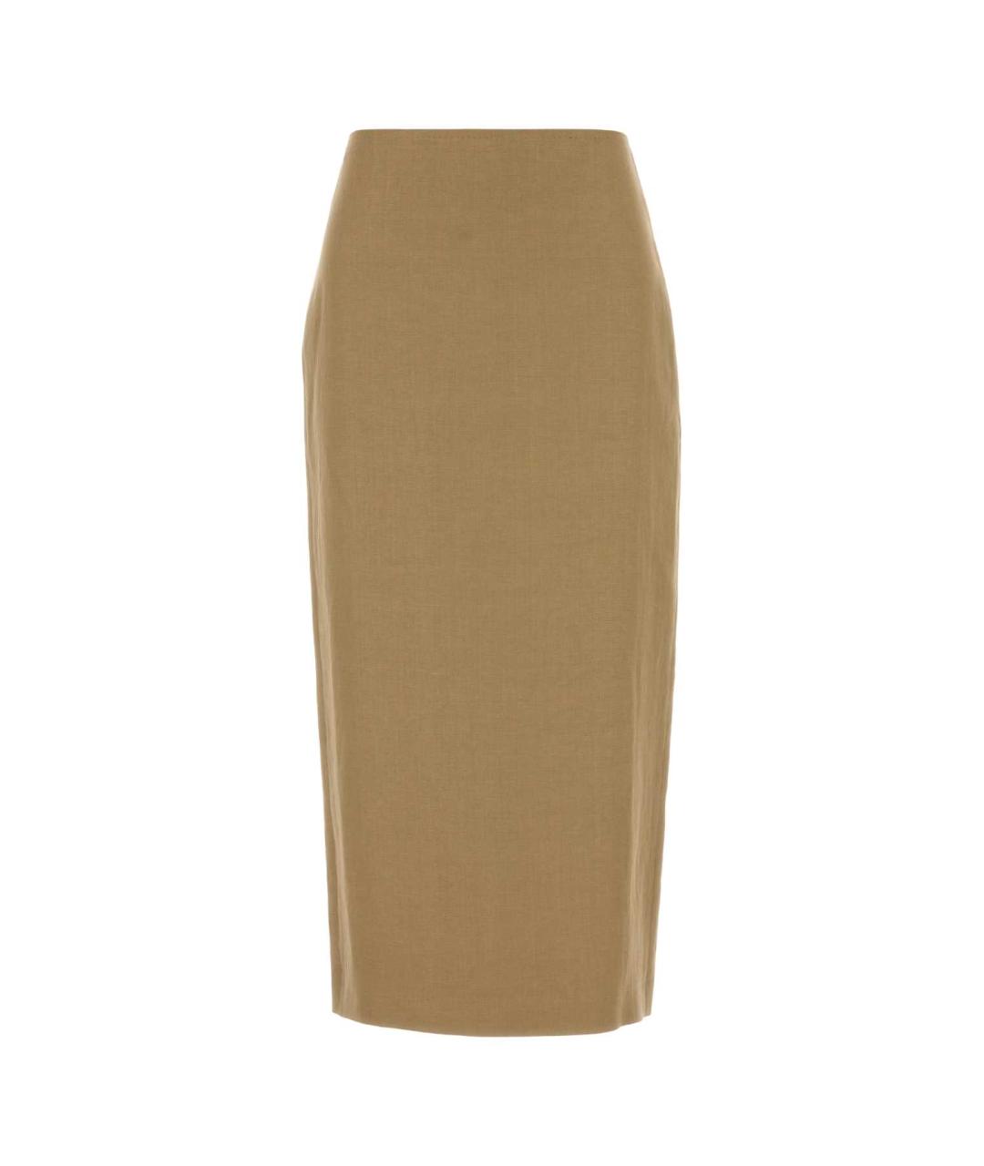 MAX MARA Бежевая льняная юбка миди, фото 1