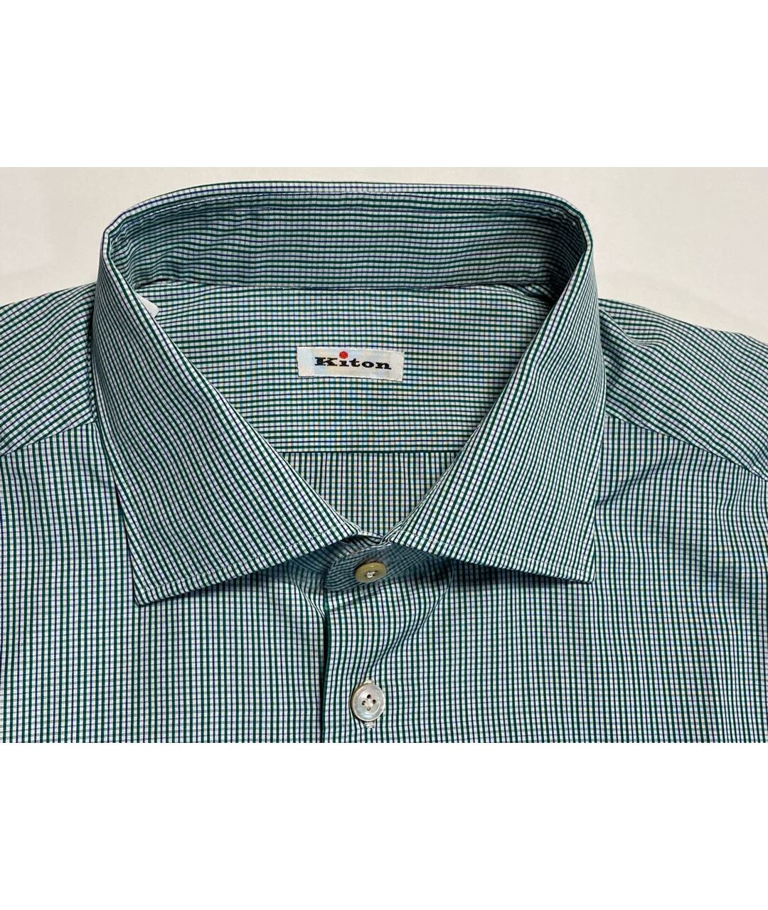 KITON Зеленая хлопковая классическая рубашка, фото 3
