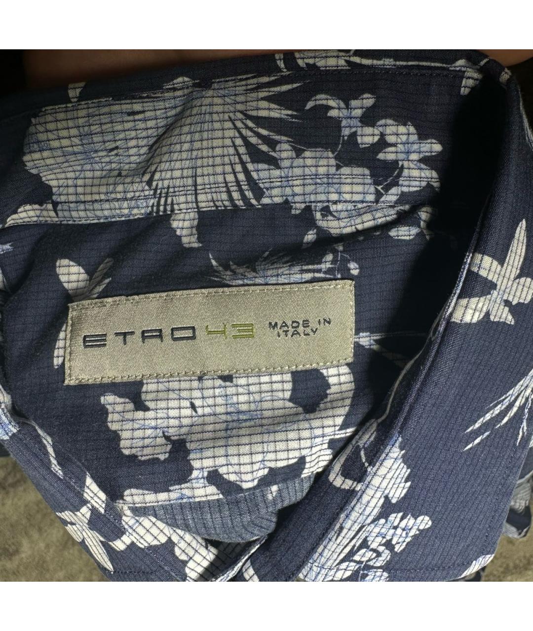 ETRO Темно-синяя хлопковая кэжуал рубашка, фото 3
