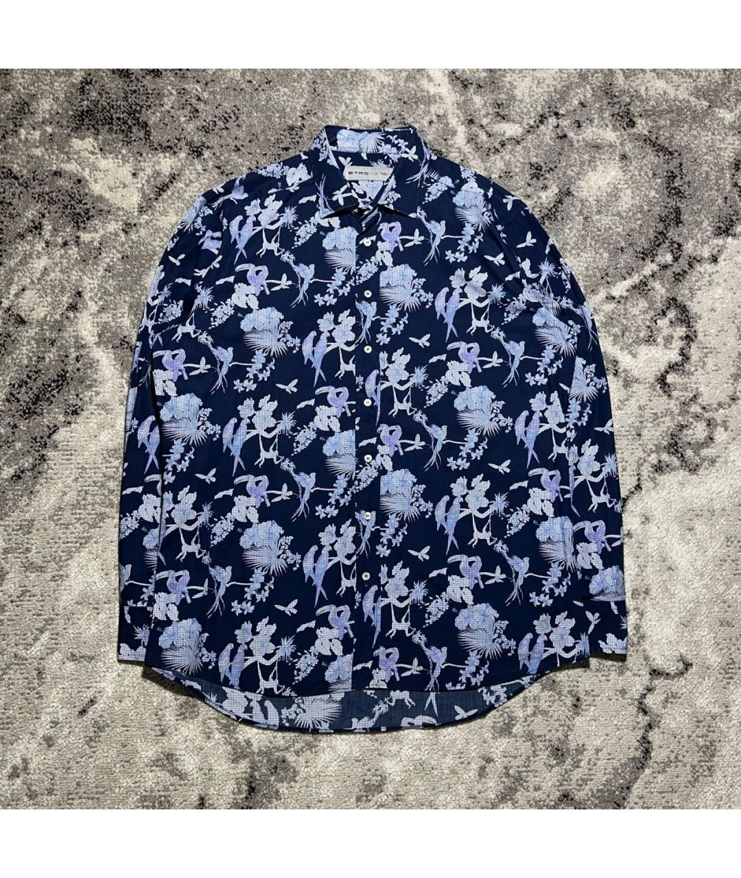 ETRO Темно-синяя хлопковая кэжуал рубашка, фото 6