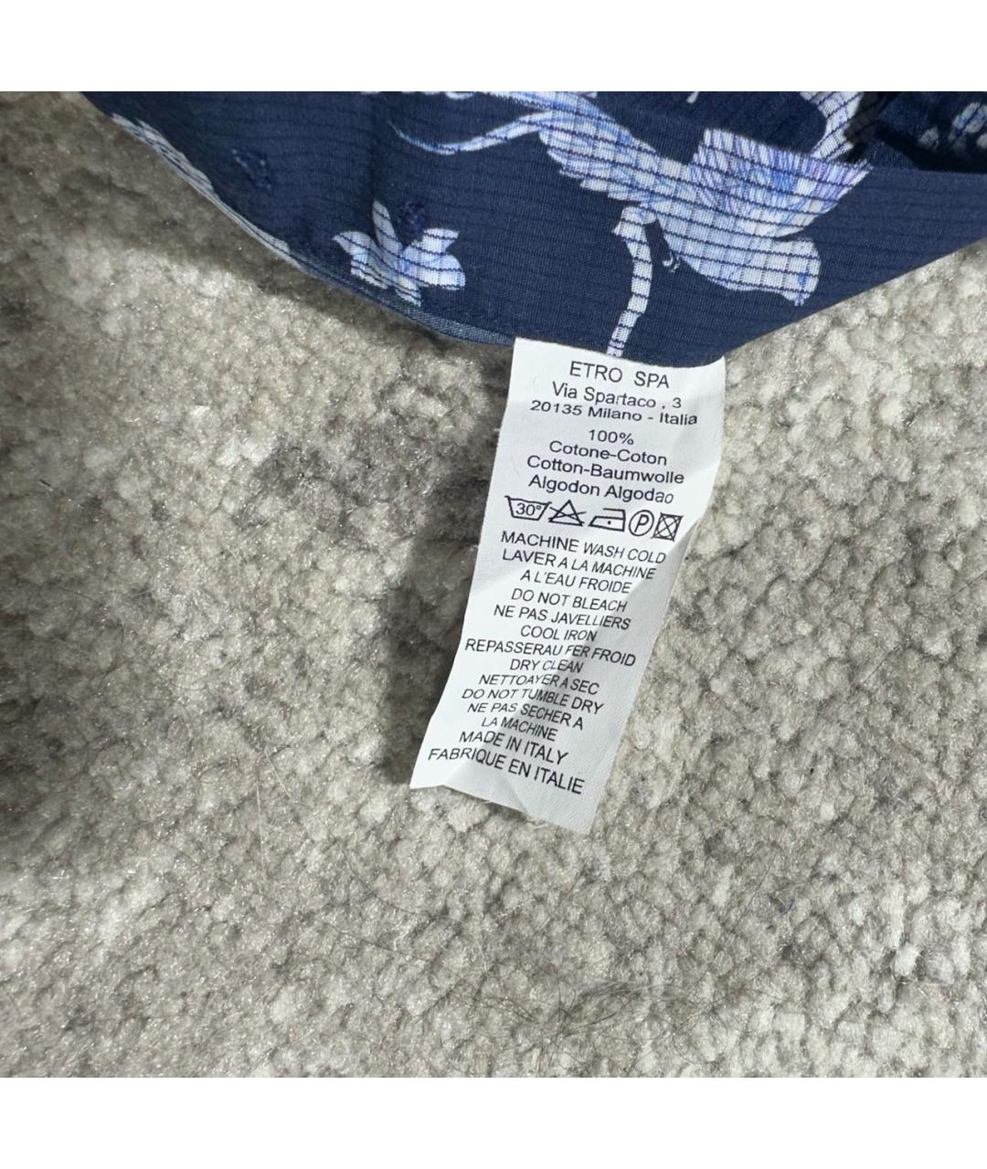 ETRO Темно-синяя хлопковая кэжуал рубашка, фото 5