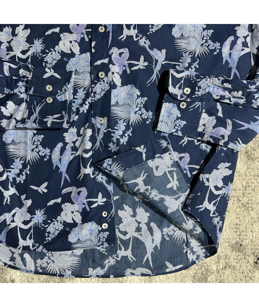 ETRO Темно-синяя хлопковая кэжуал рубашка, фото 4