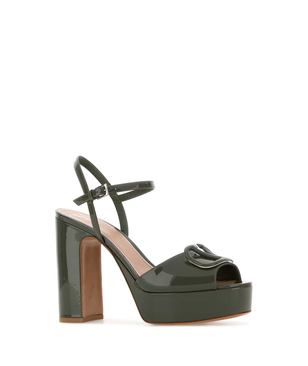 VALENTINO Зеленые босоножки из лакированной кожи, фото 2