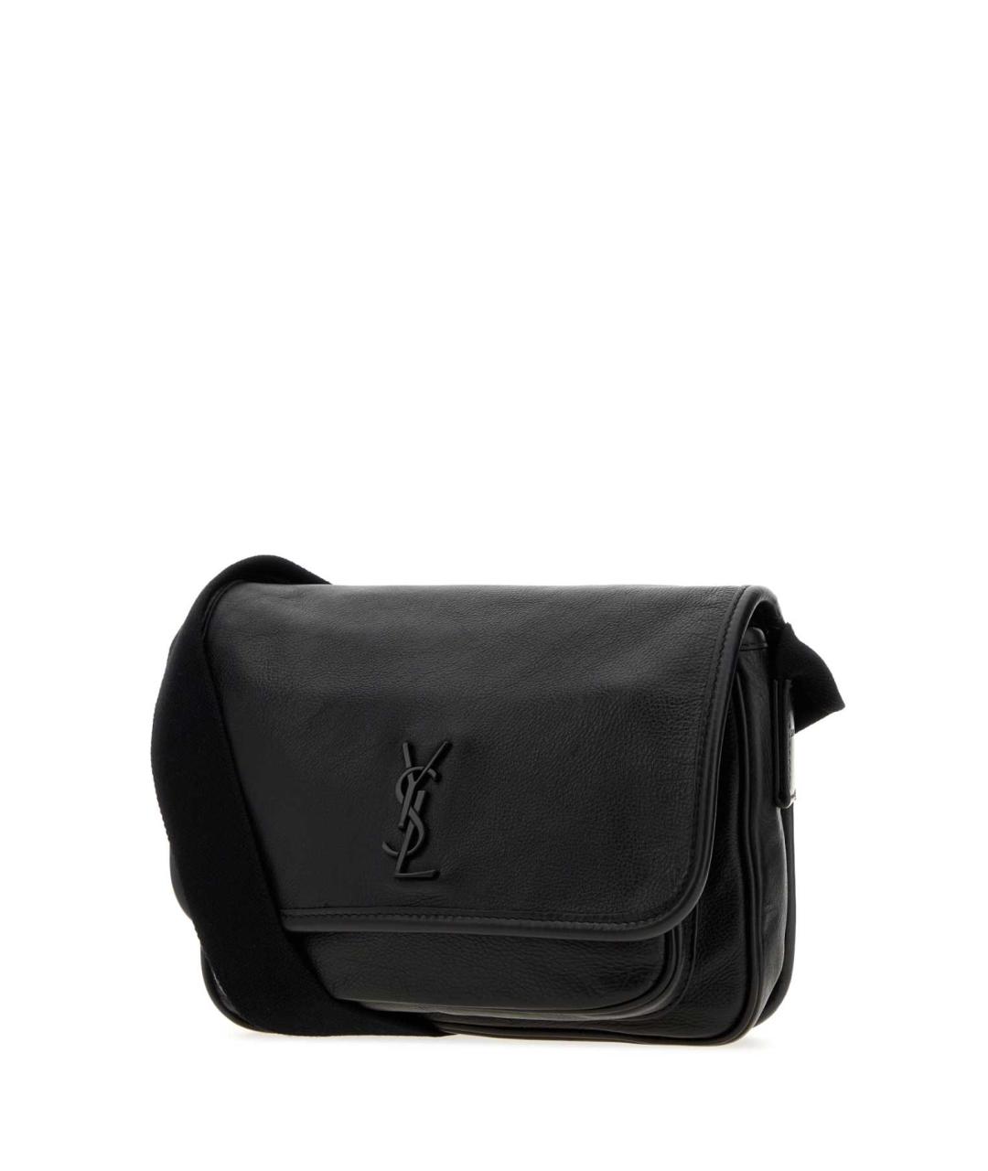 SAINT LAURENT Черная кожаная сумка на плечо, фото 2