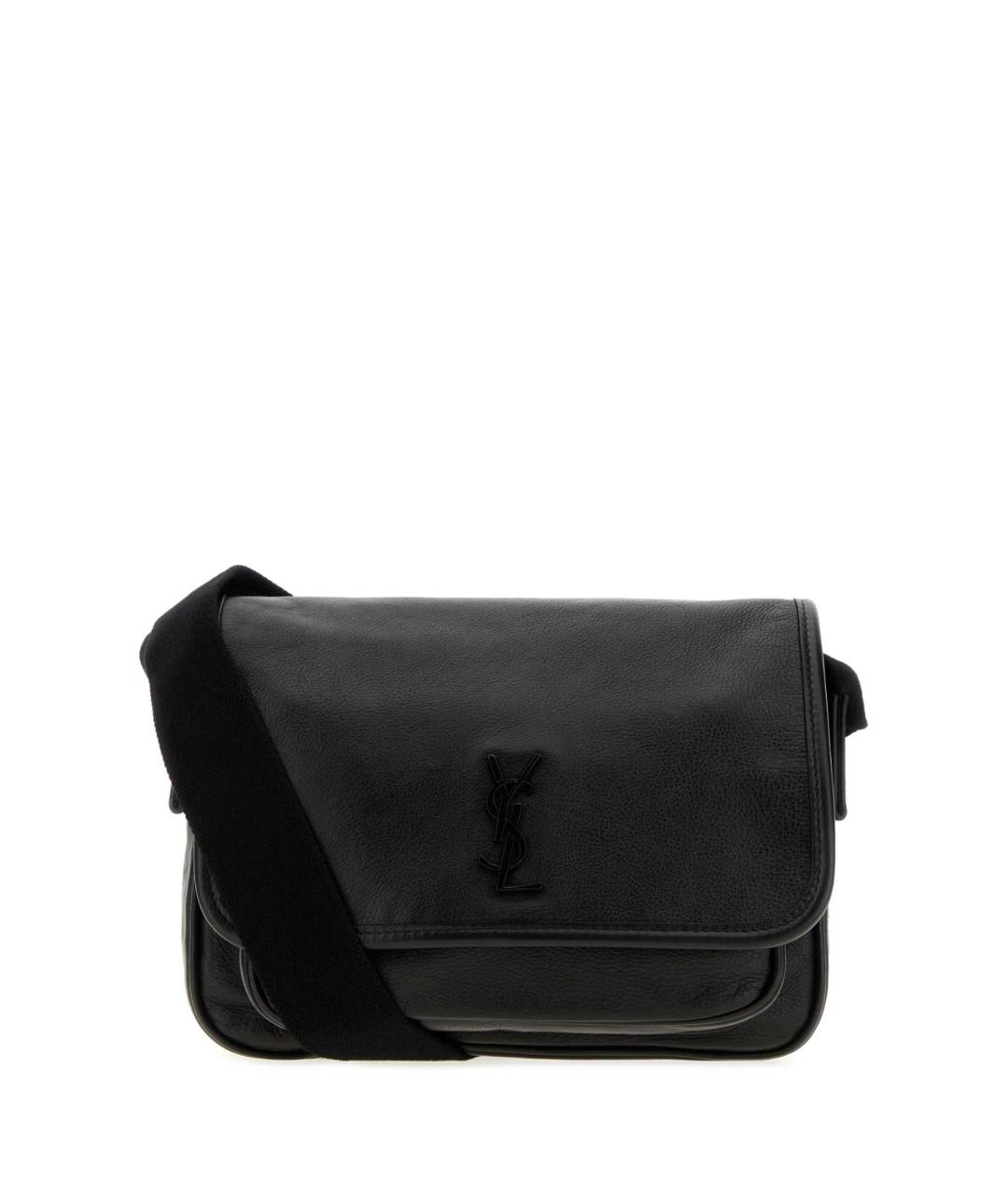 SAINT LAURENT Черная кожаная сумка на плечо, фото 1