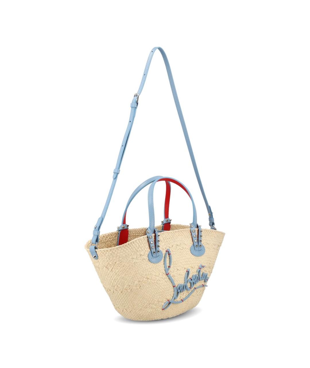 CHRISTIAN LOUBOUTIN Бежевая пелетеная сумка тоут, фото 4