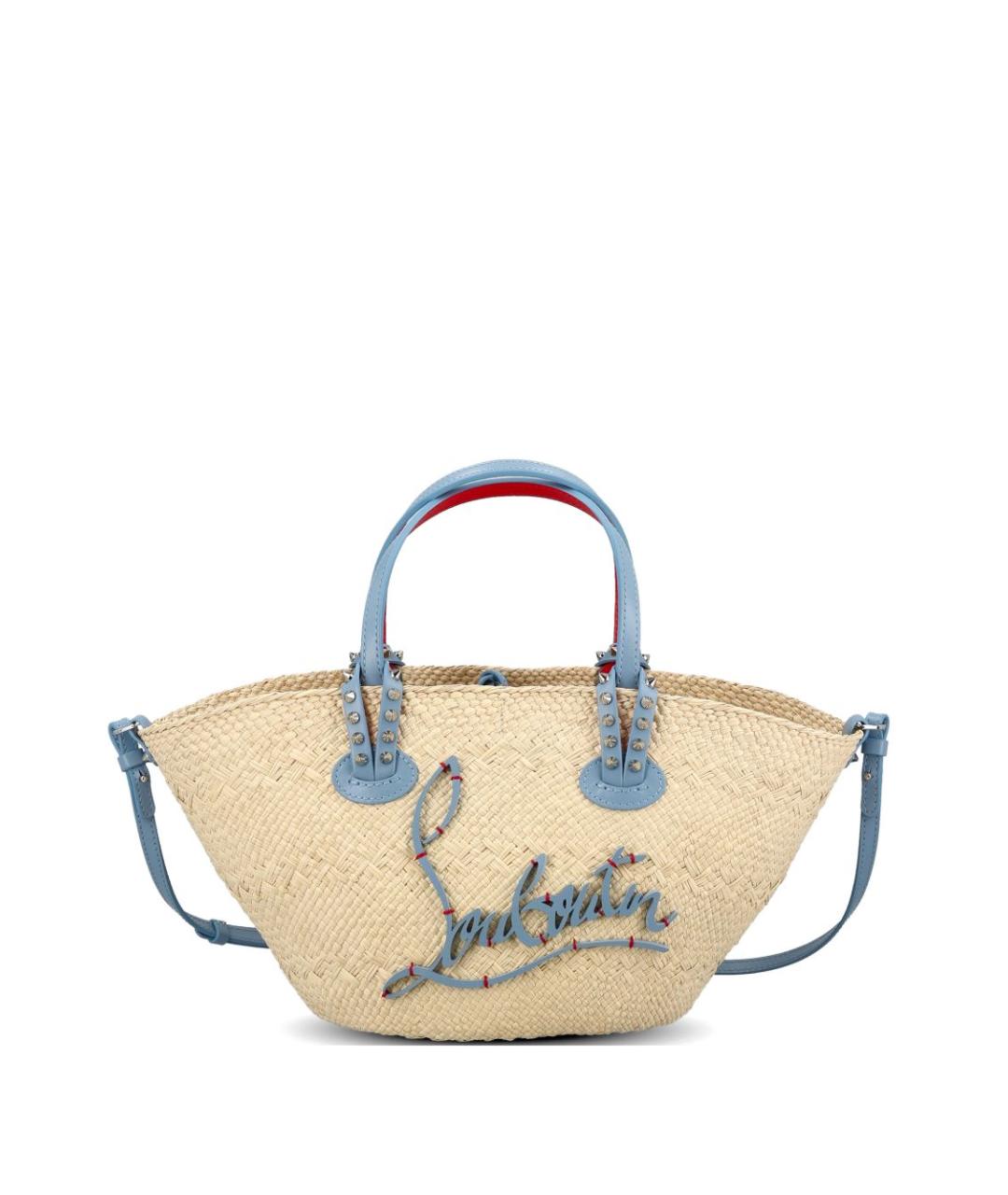 CHRISTIAN LOUBOUTIN Бежевая пелетеная сумка тоут, фото 1