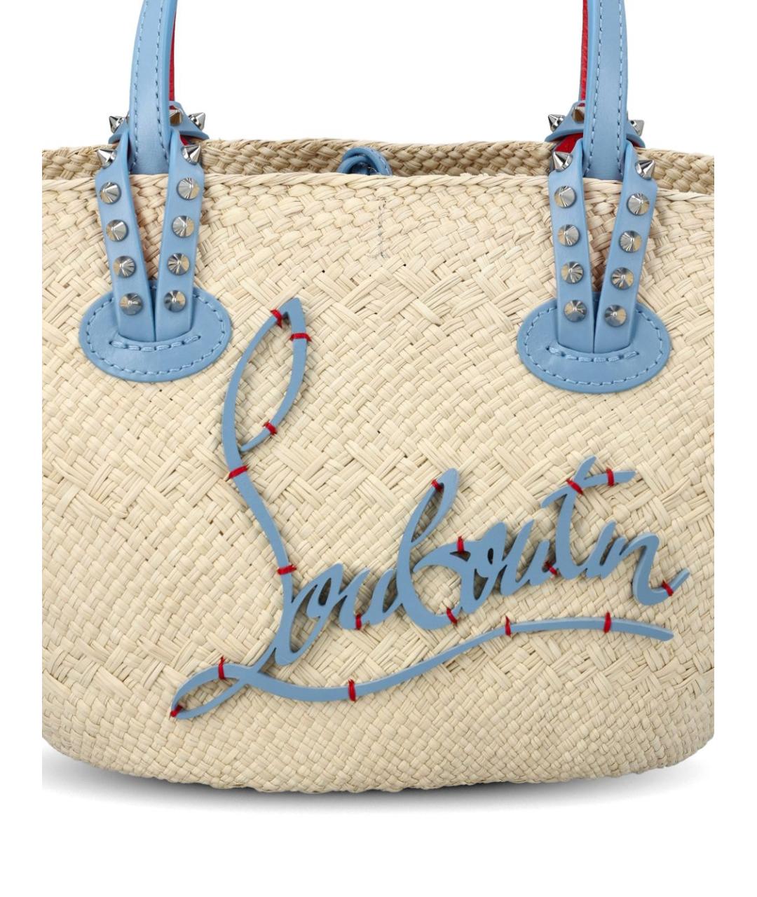 CHRISTIAN LOUBOUTIN Бежевая пелетеная сумка тоут, фото 3