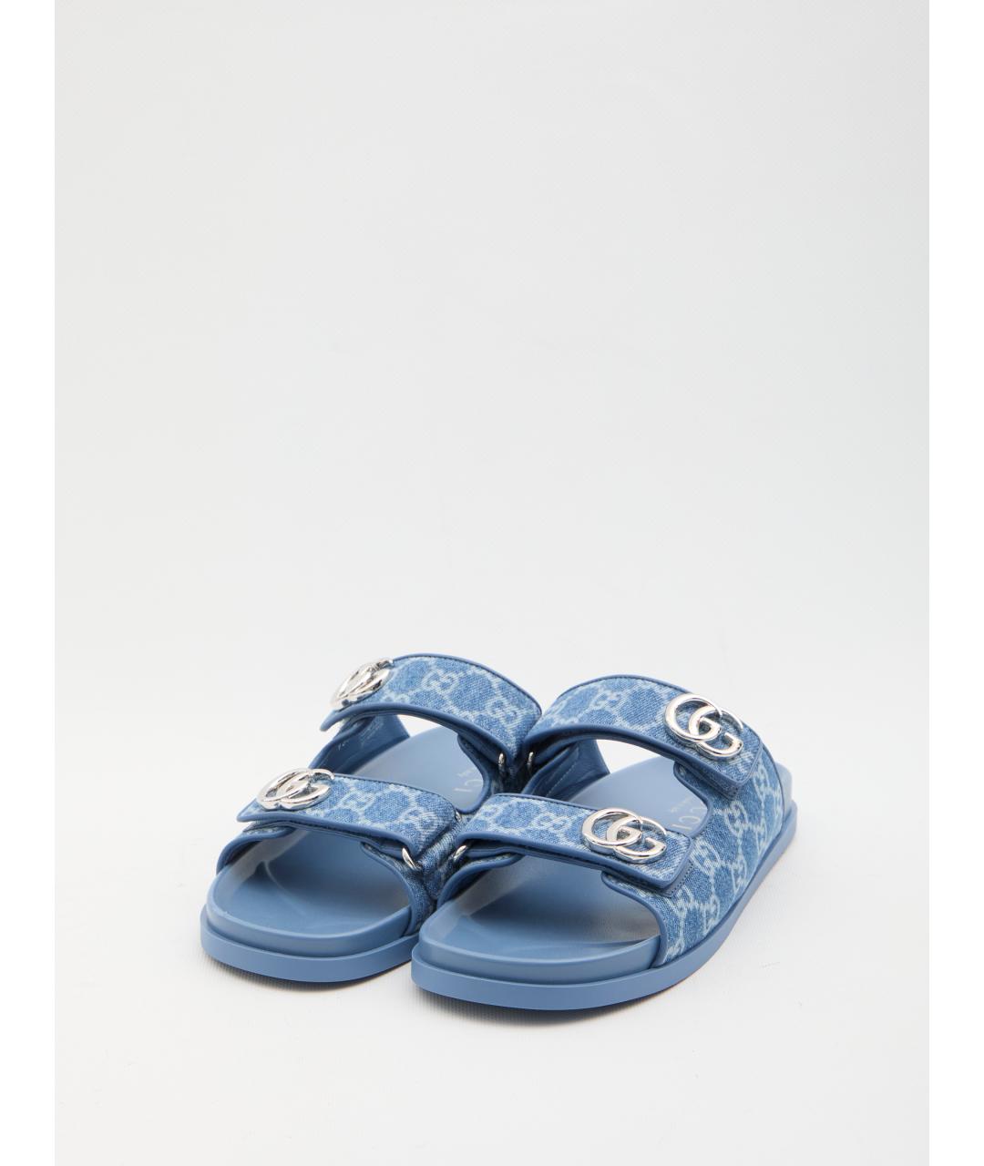 GUCCI Синие текстильные сандалии, фото 2