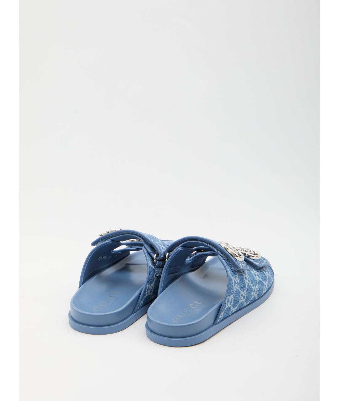 GUCCI Синие текстильные сандалии, фото 3