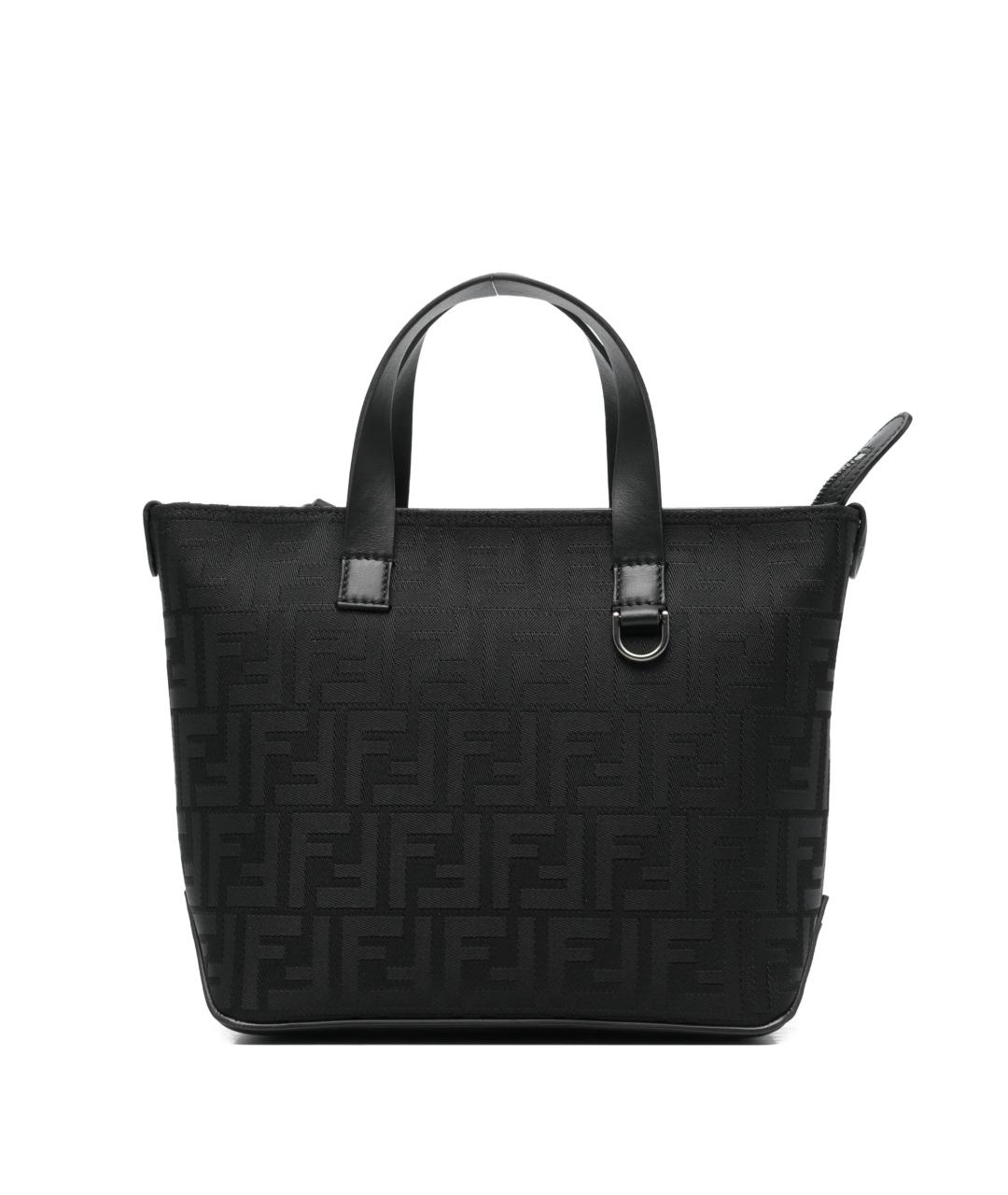 FENDI Черная тканевая сумка тоут, фото 1