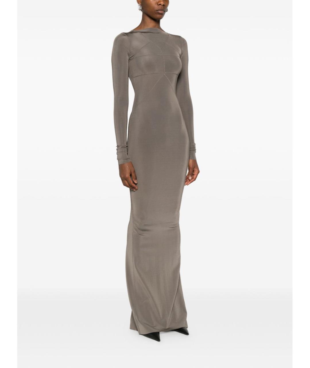 RICK OWENS Серое вискозное повседневное платье, фото 2