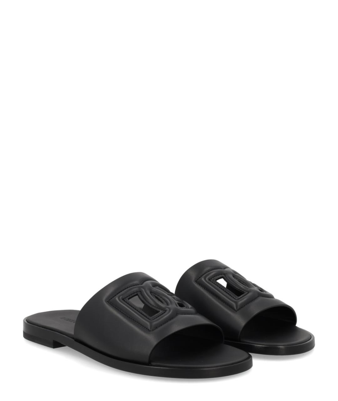 DOLCE&GABBANA Черные кожаные сандалии, фото 2