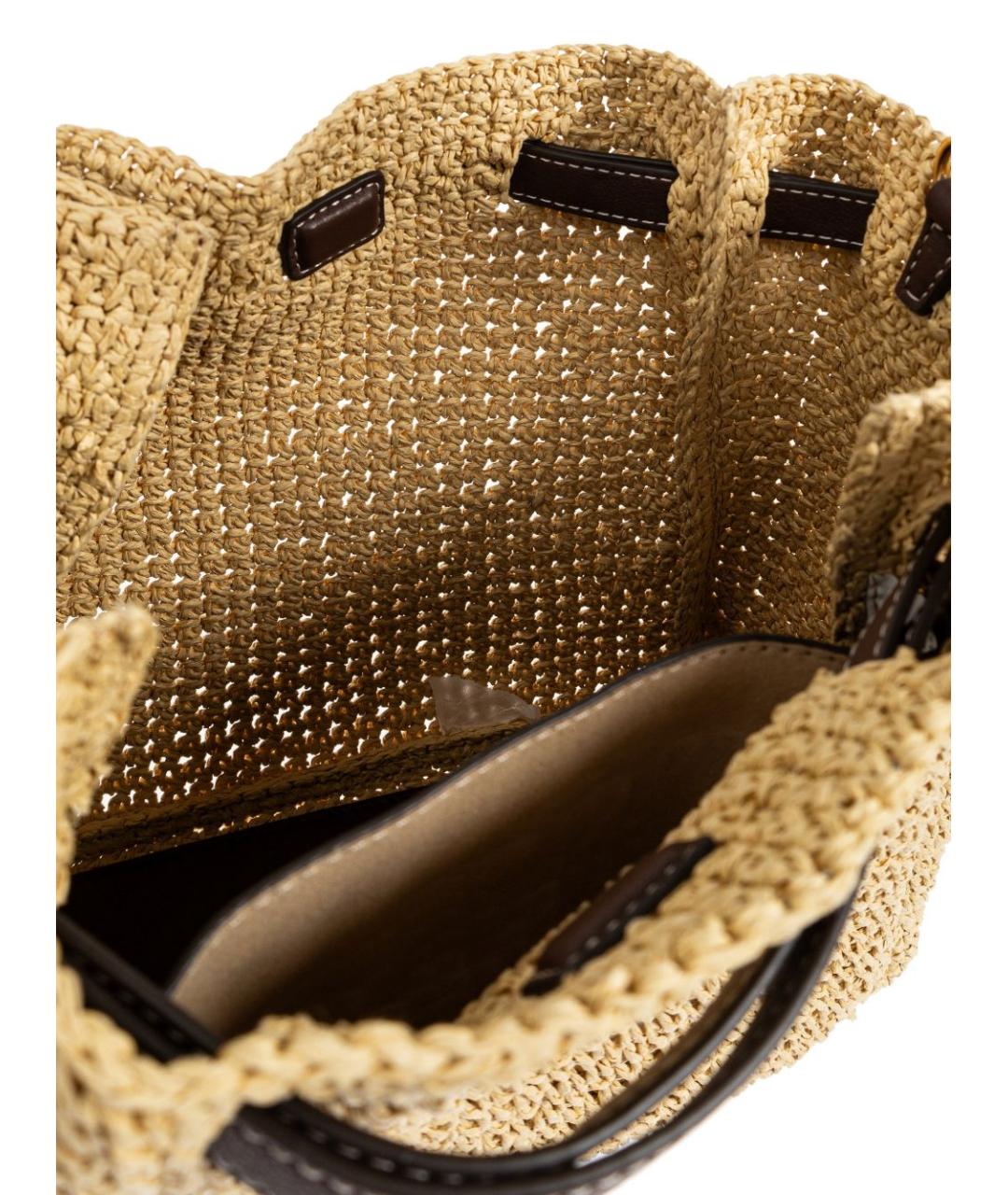 TORY BURCH Бежевая пелетеная сумка с короткими ручками, фото 5