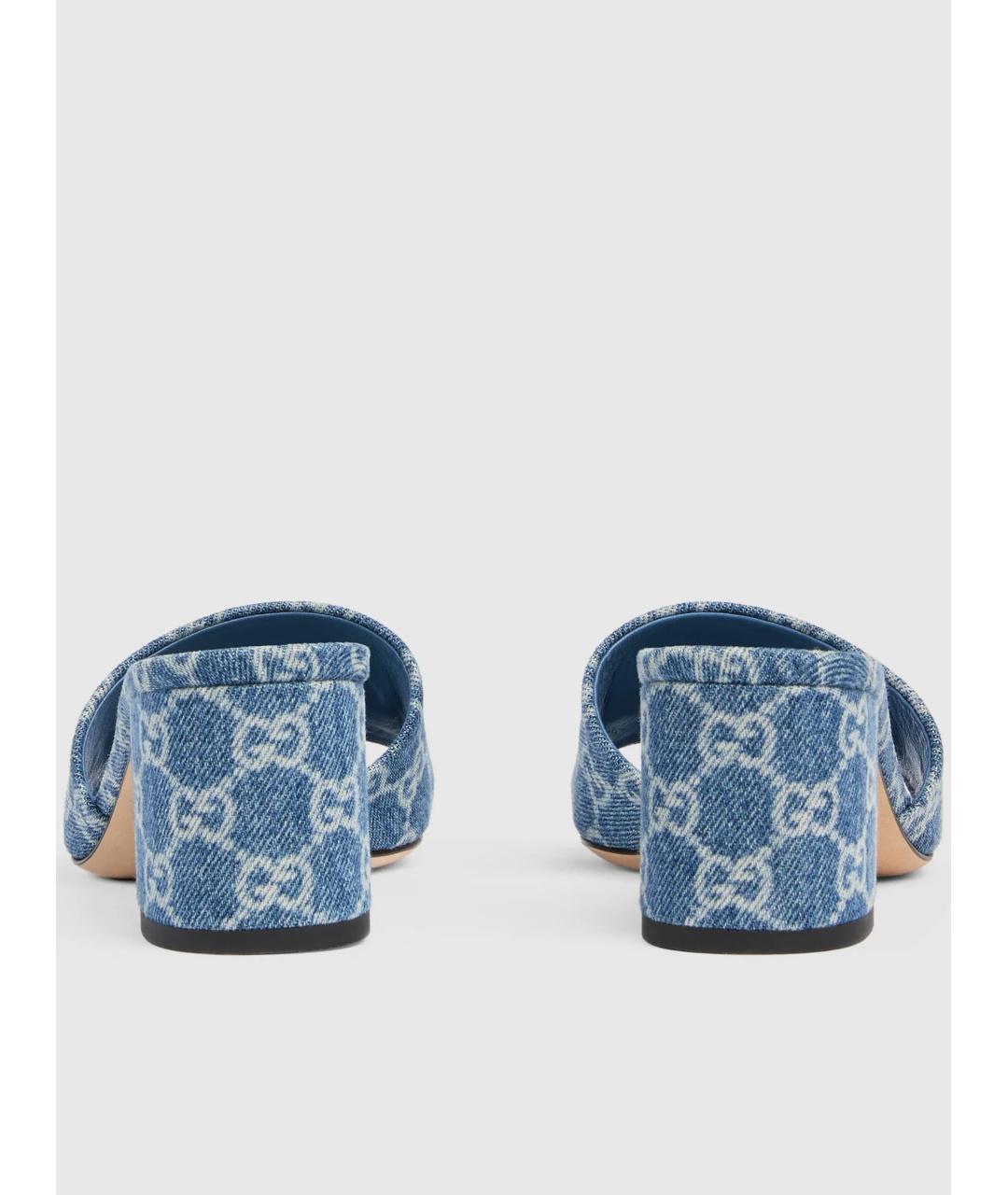 GUCCI Синие текстильные сандалии, фото 3