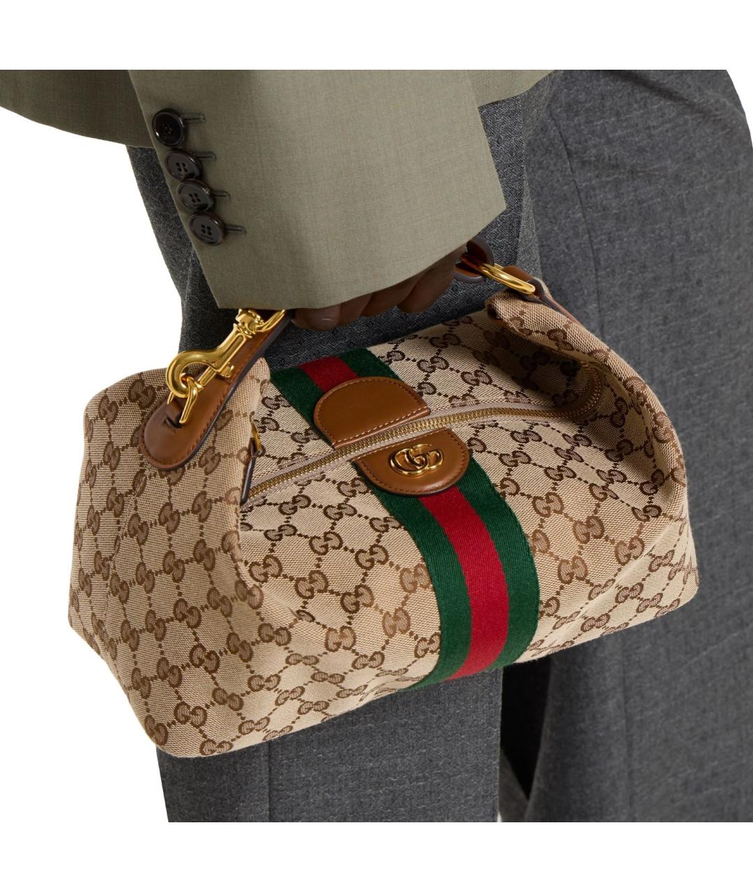 GUCCI Бежевая тканевая сумка с короткими ручками, фото 3