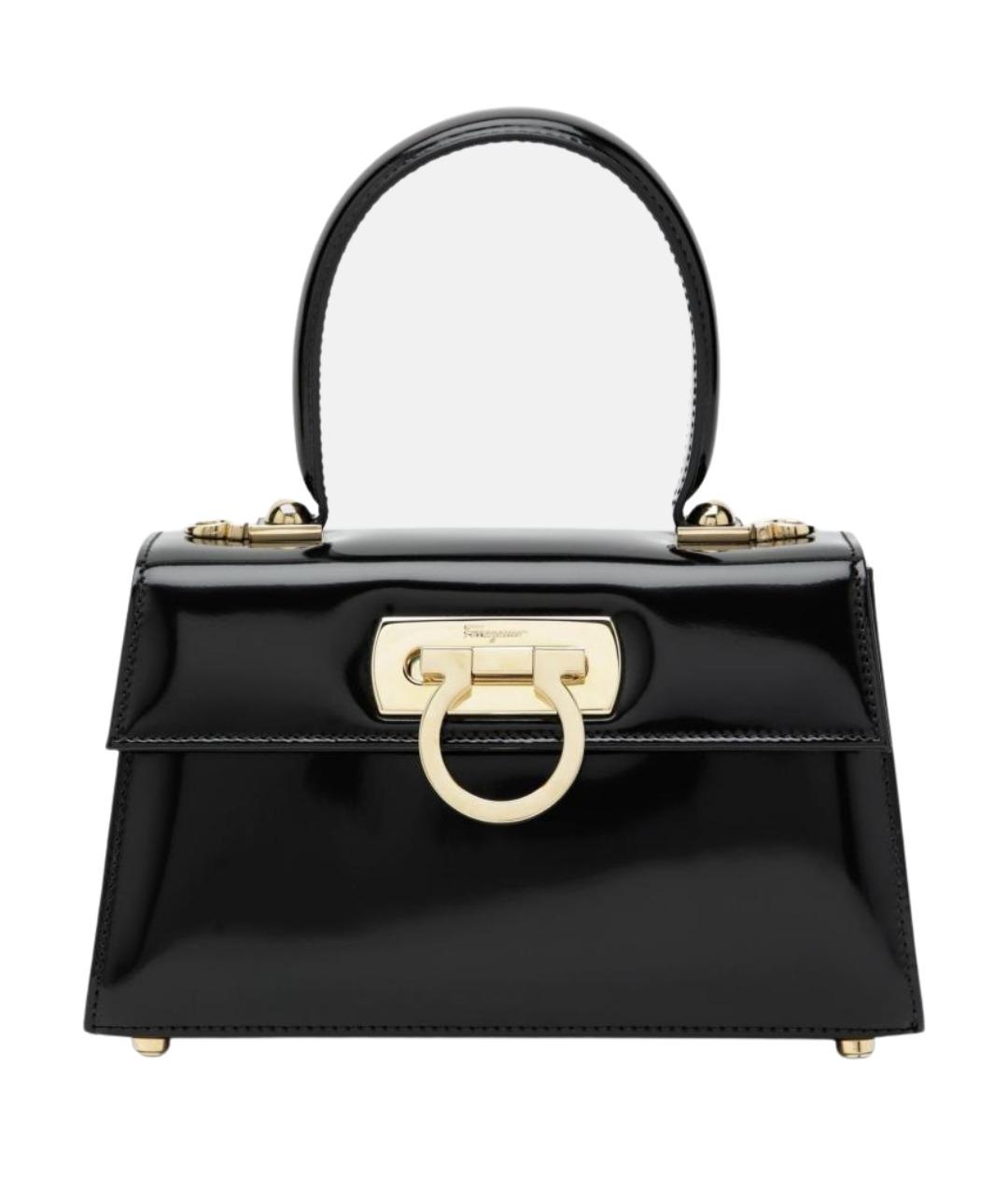 FERRAGAMO Черная кожаная сумка тоут, фото 1